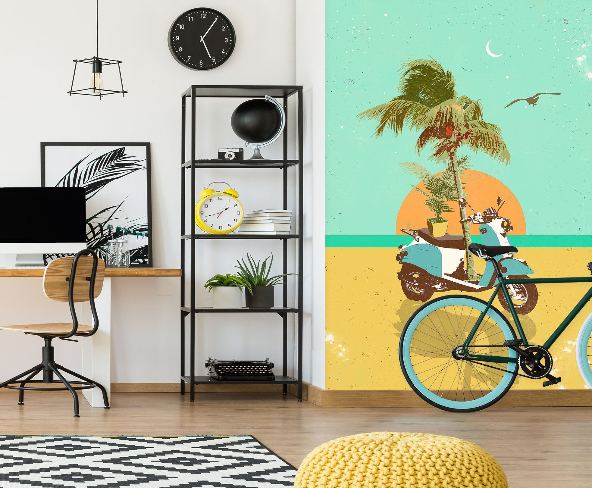 3D Scooter Tropics 1414 Showdeer Wall Mural Wall Murals