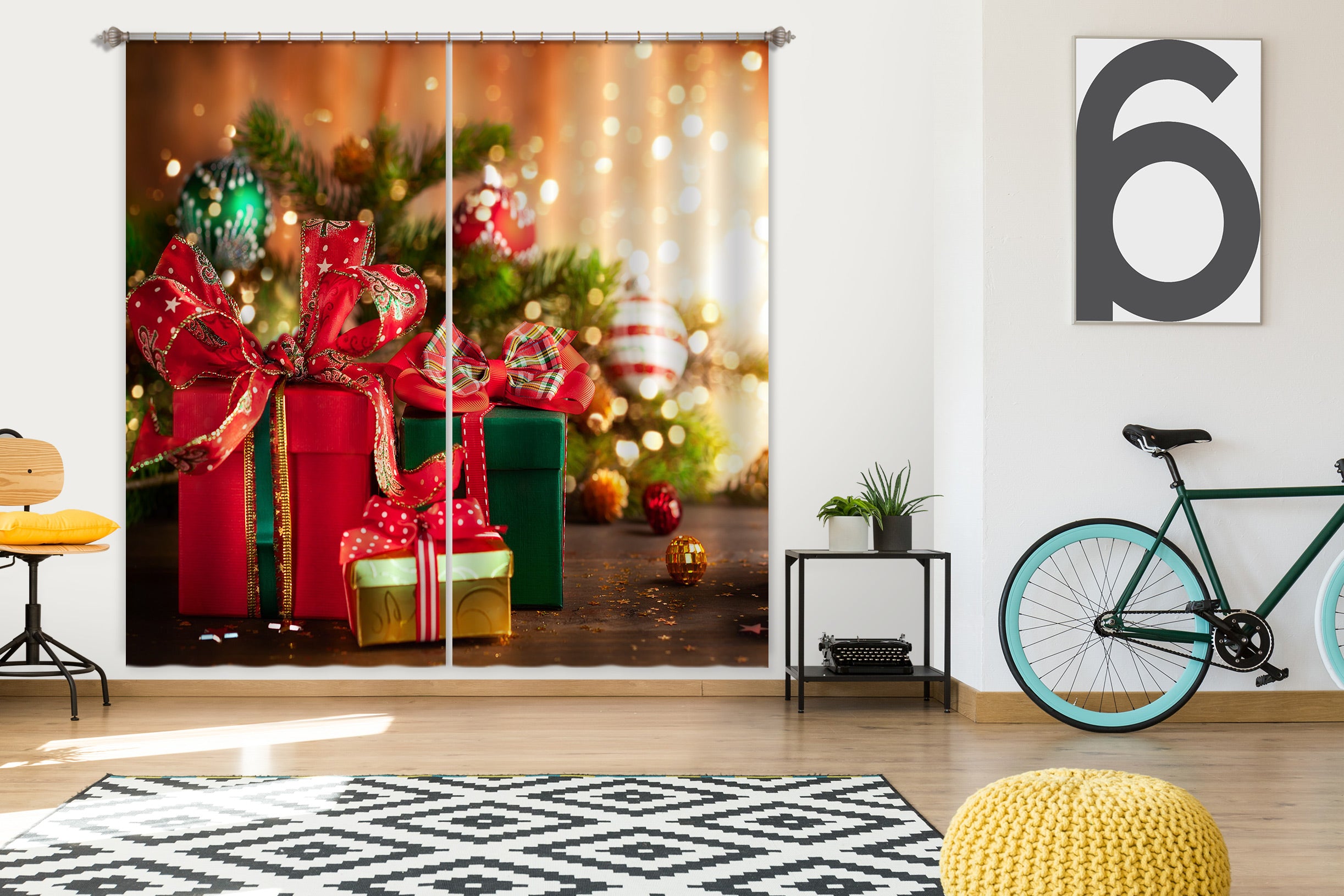 3D Gift Box 53137 Christmas Curtains Drapes Xmas