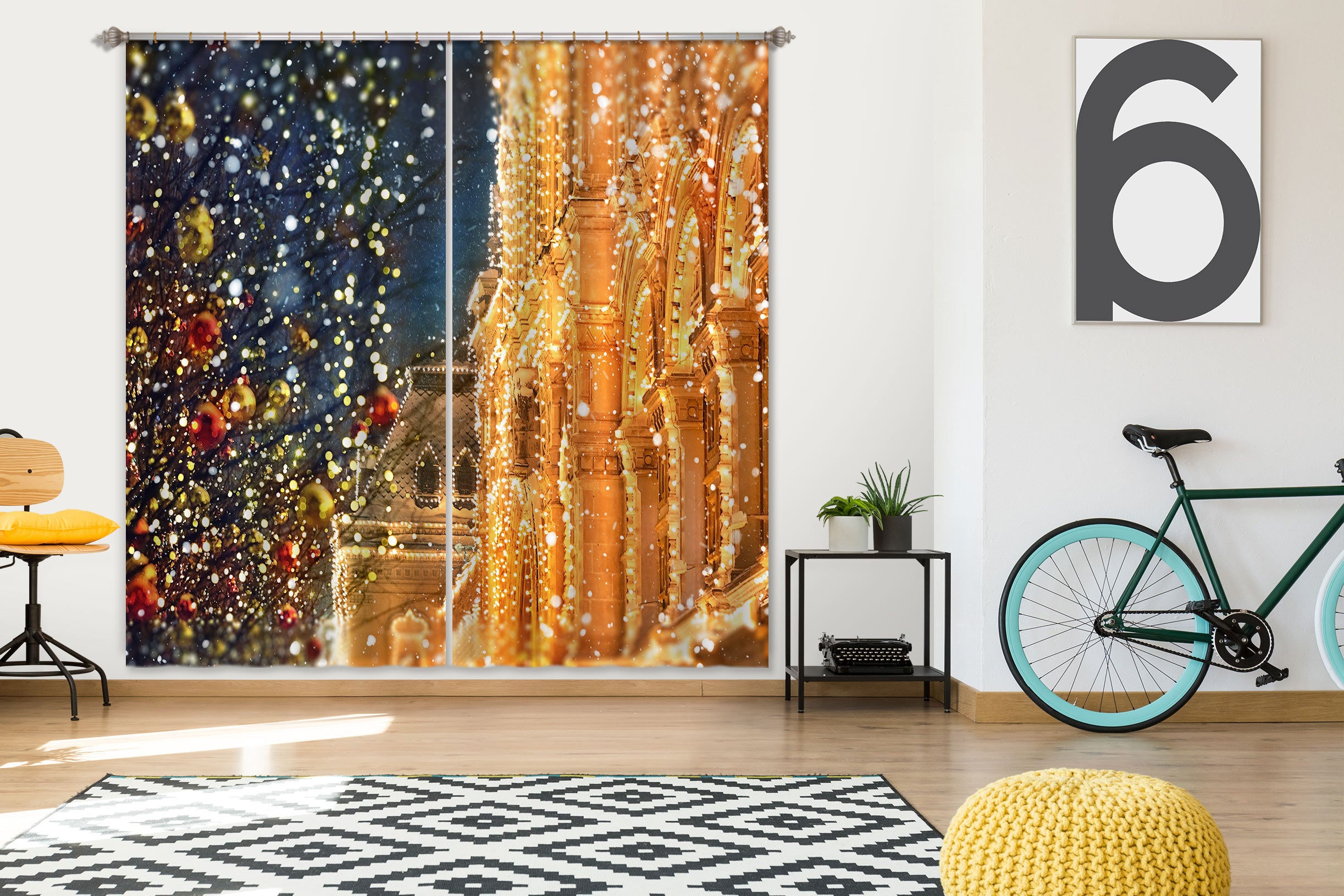 3D Light House 53138 Christmas Curtains Drapes Xmas