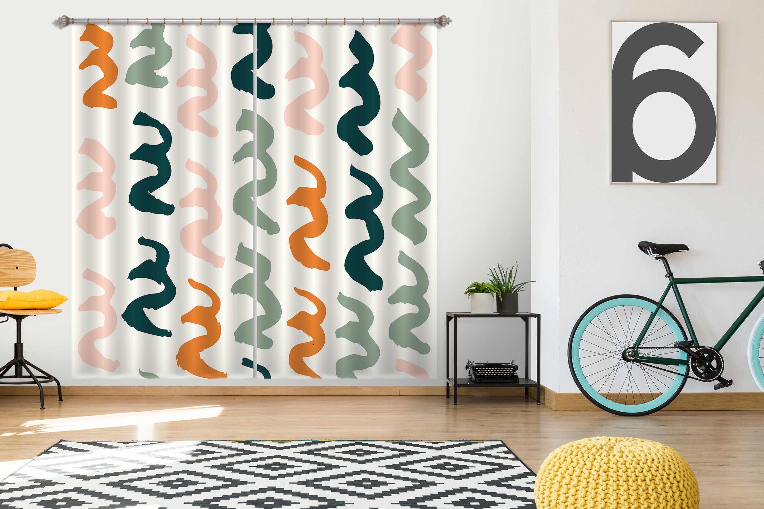 3D Color Wavy Curve 111115 Kashmira Jayaprakash Curtain Curtains Drapes