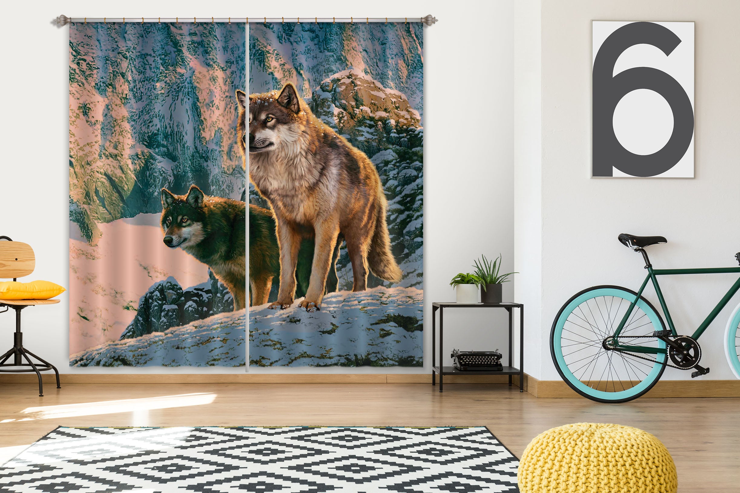 3D Wolf 094 Vincent Hie Curtain Curtains Drapes
