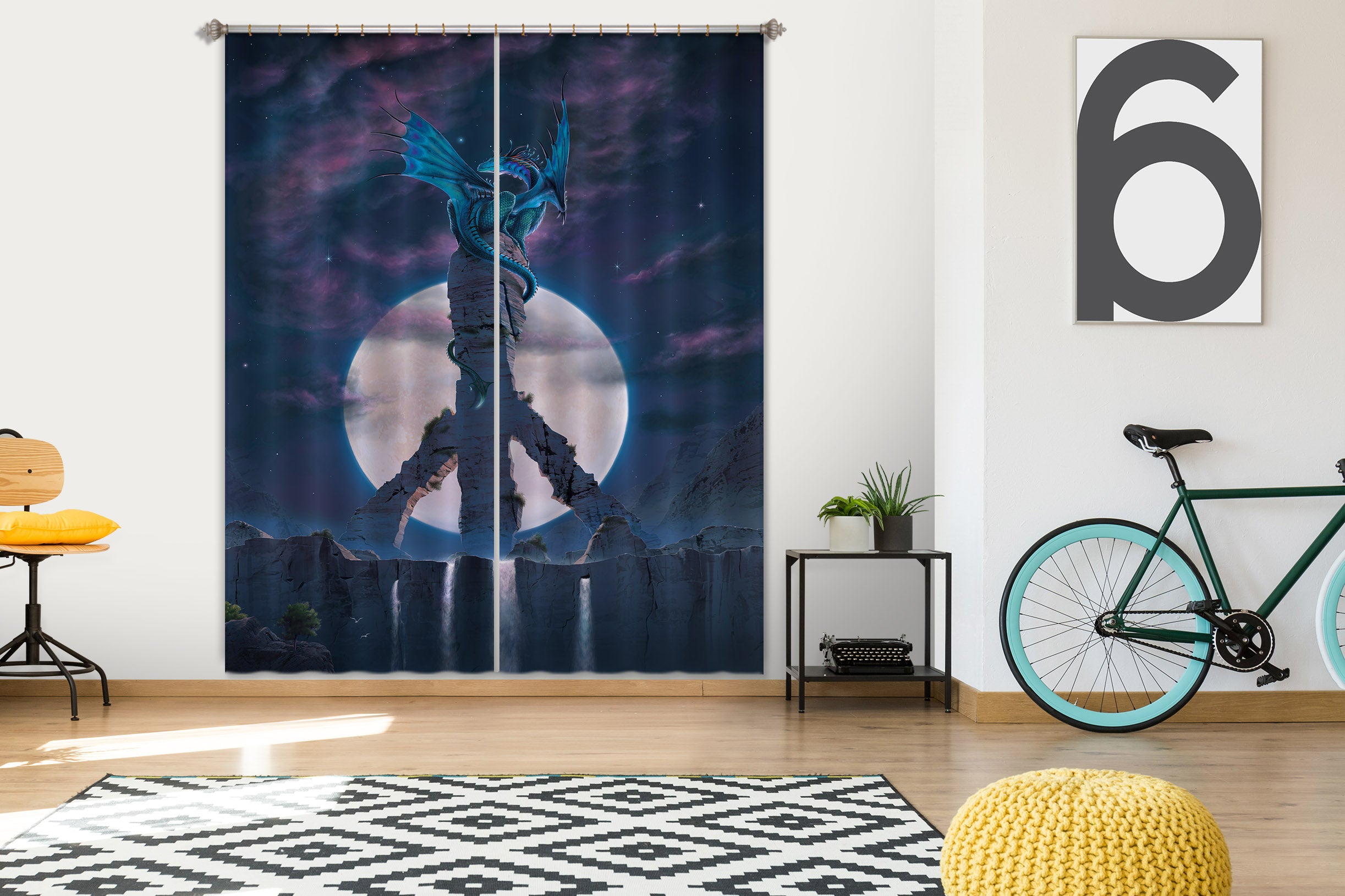 3D Peace Dragon Def 059 Vincent Hie Curtain Curtains Drapes