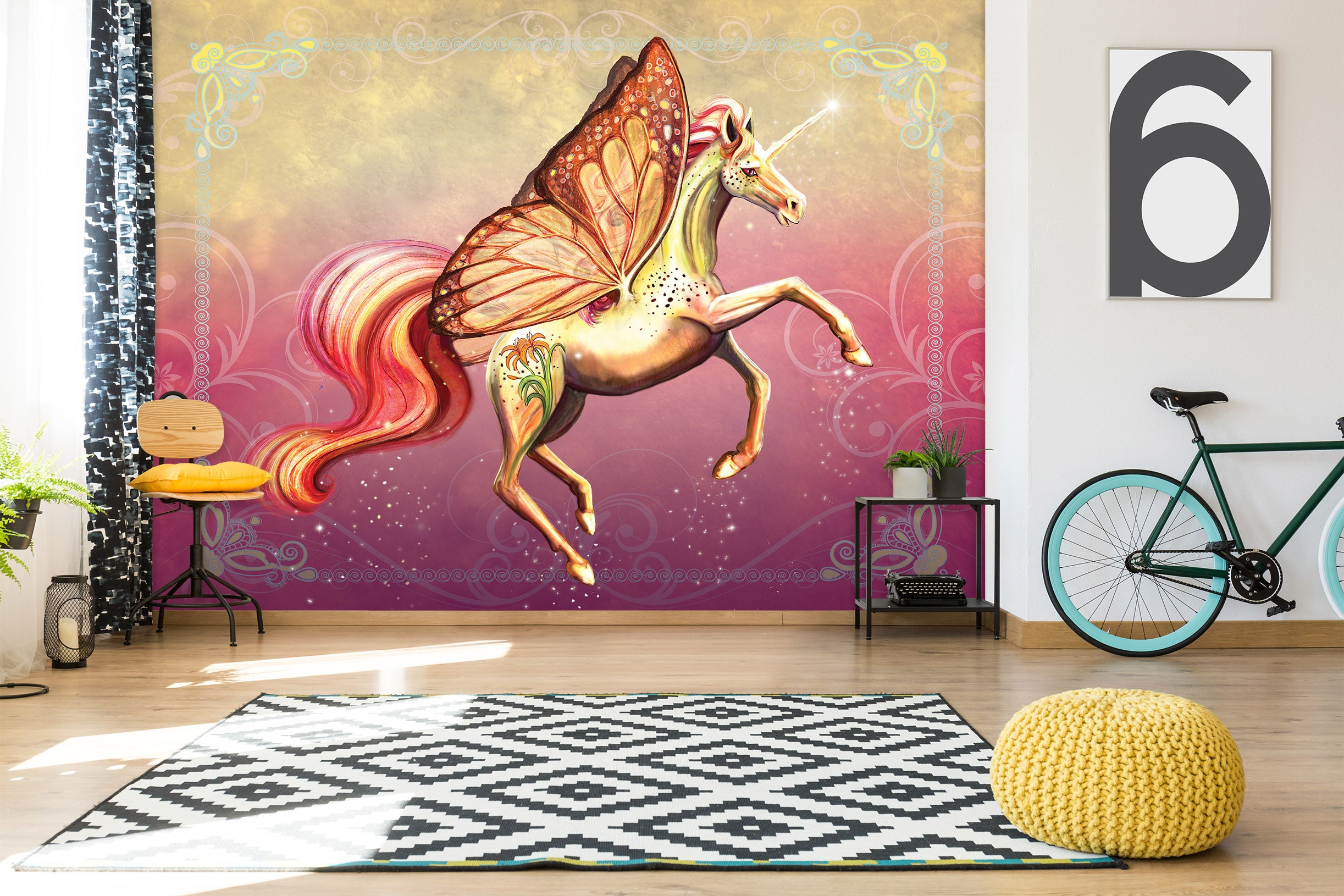 3D Wing Horse 1404 Rose Catherine Khan Wall Mural Wall Murals