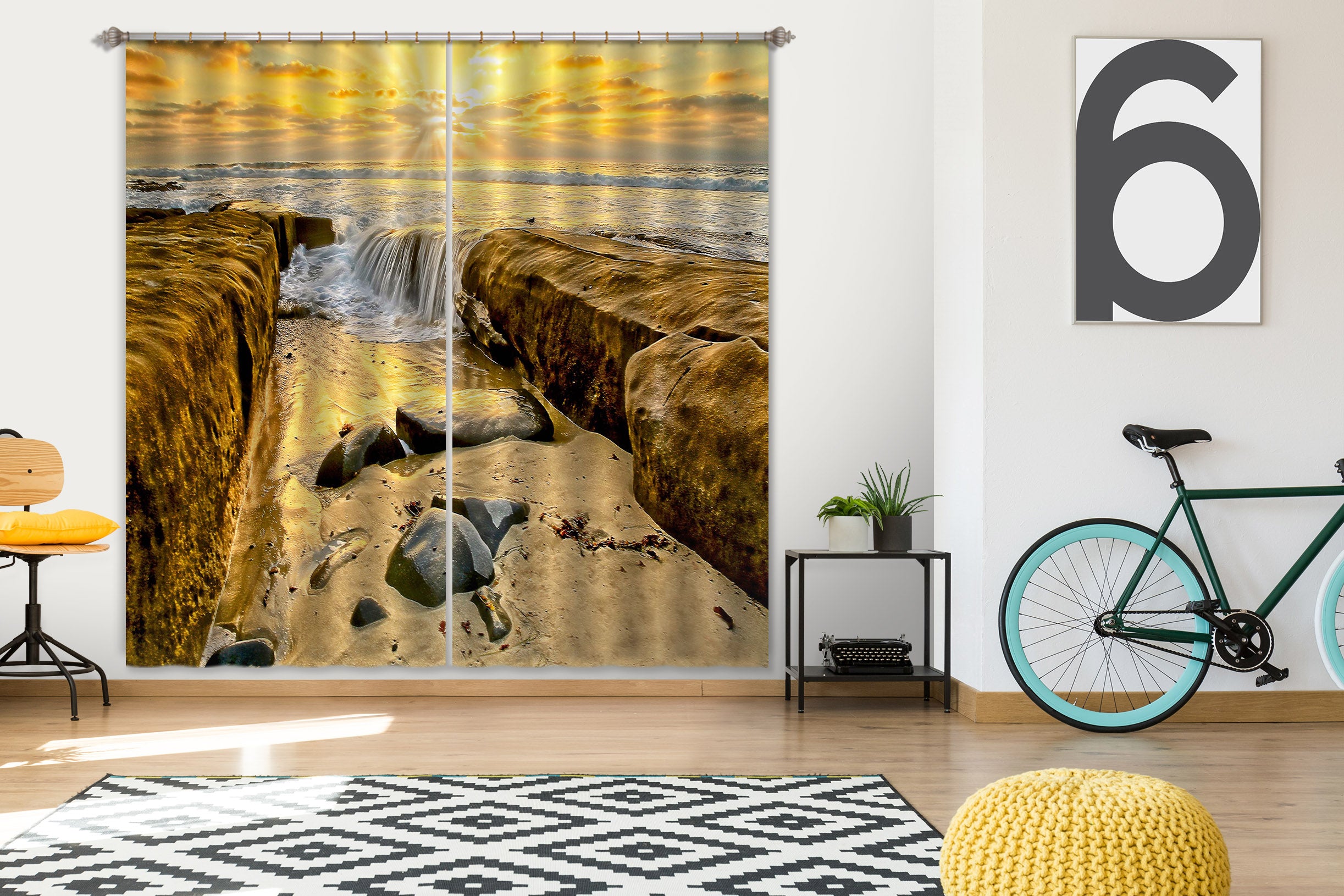 3D Stone Water 62148 Kathy Barefield Curtain Curtains Drapes