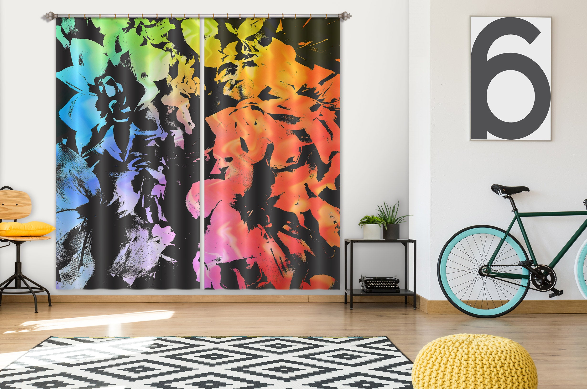 3D Colored Flower 19181 Shandra Smith Curtain Curtains Drapes