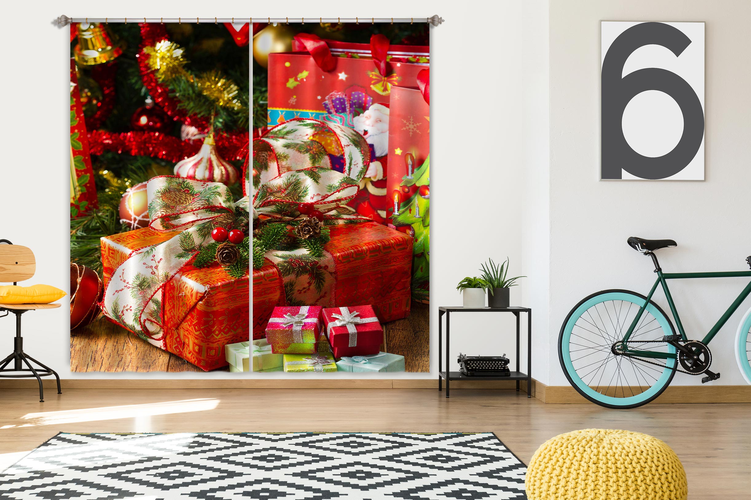 3D Gift 53061 Christmas Curtains Drapes Xmas