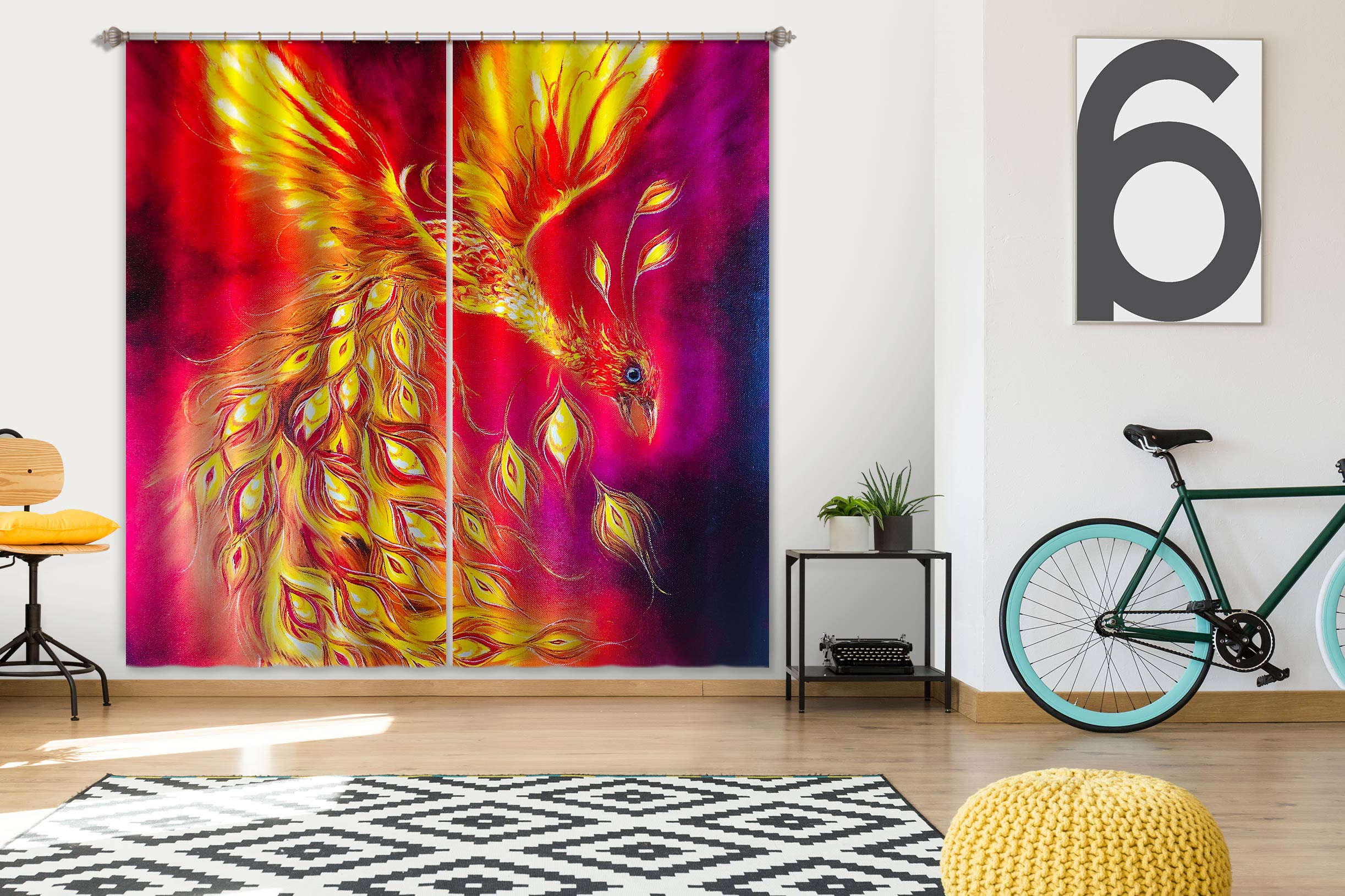 3D Peacock Phoenix 353 Skromova Marina Curtain Curtains Drapes