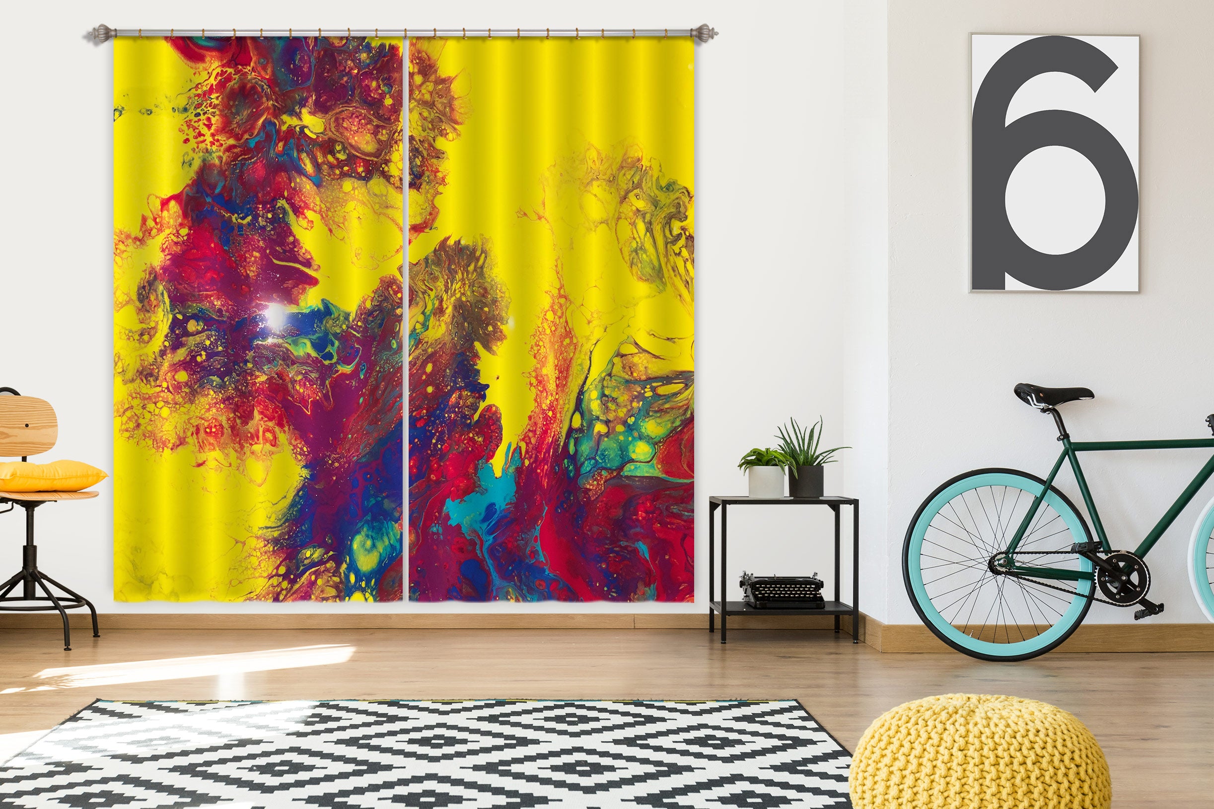 3D Yellow Colorful Pattern 8157 Valerie Latrice Curtain Curtains Drapes