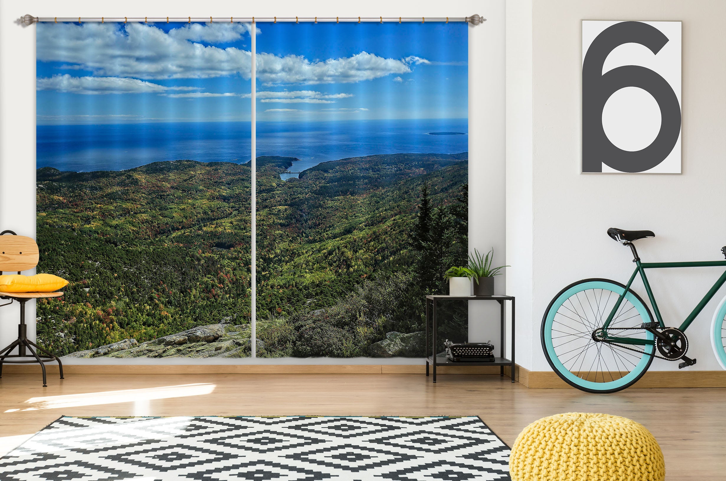 3D Mountain Grass Tree 11172 Kathy Barefield Curtain Curtains Drapes