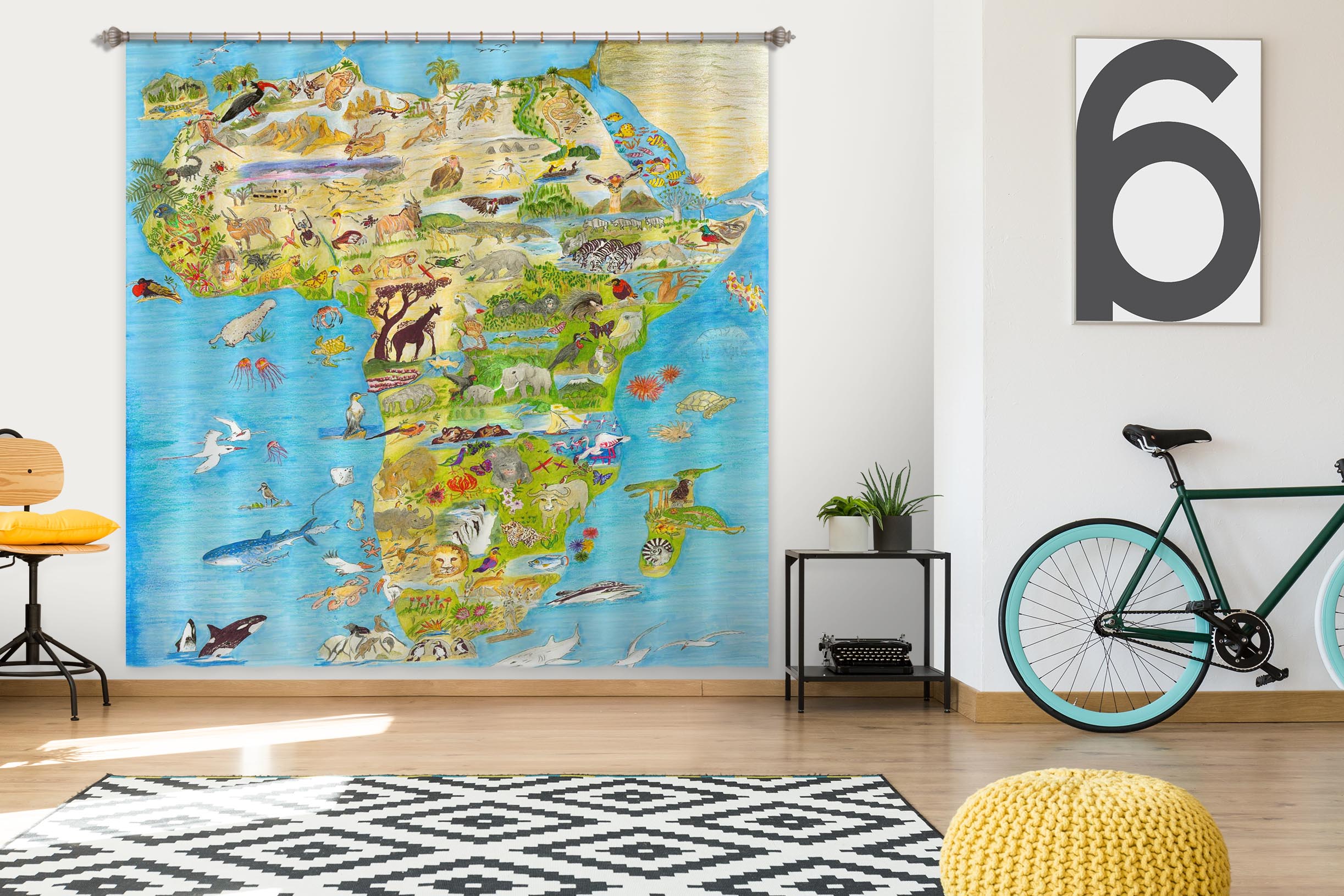 3D Africa Map 037 Michael Sewell Curtain Curtains Drapes