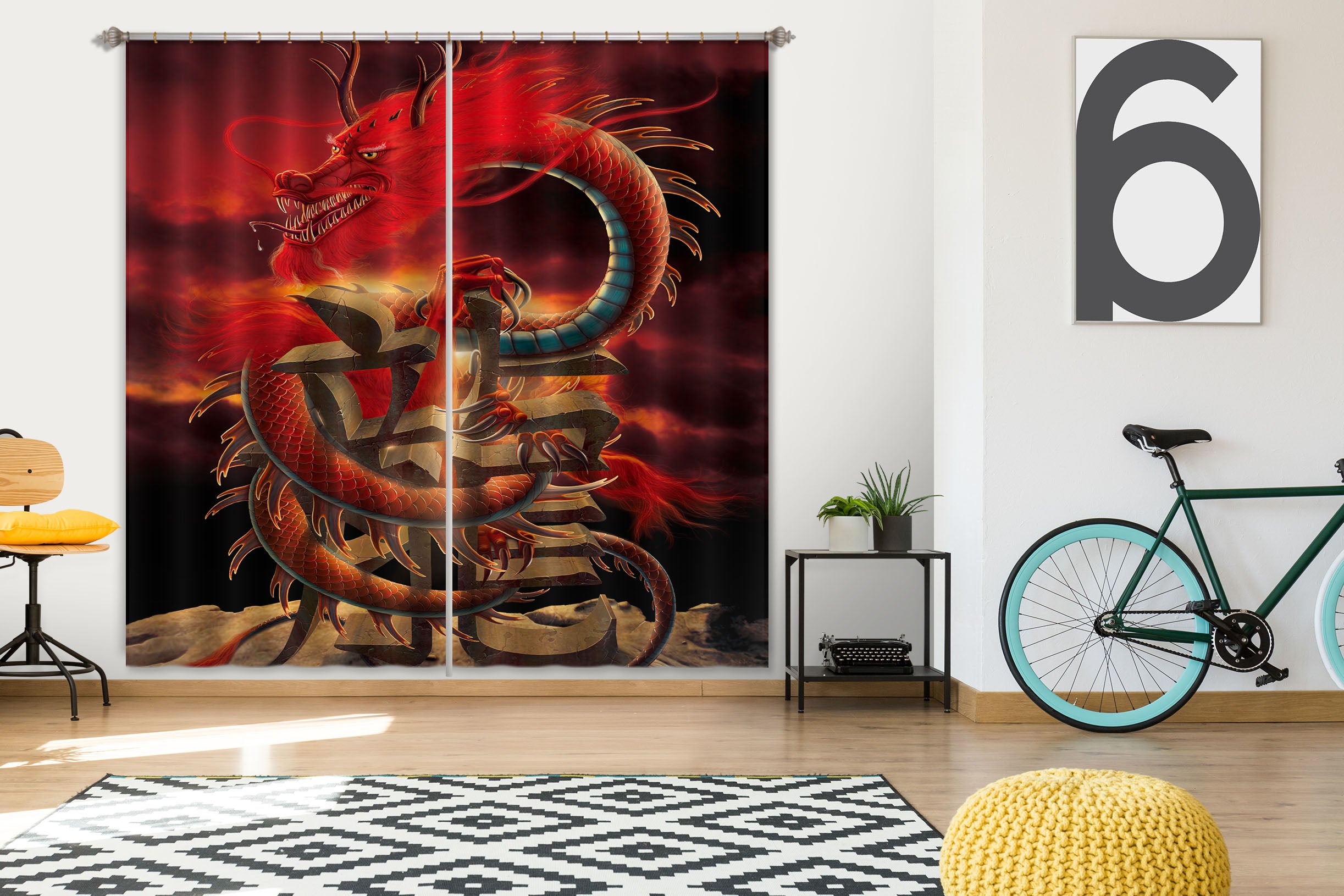 3D Chinese Dragon Def 022 Vincent Hie Curtain Curtains Drapes