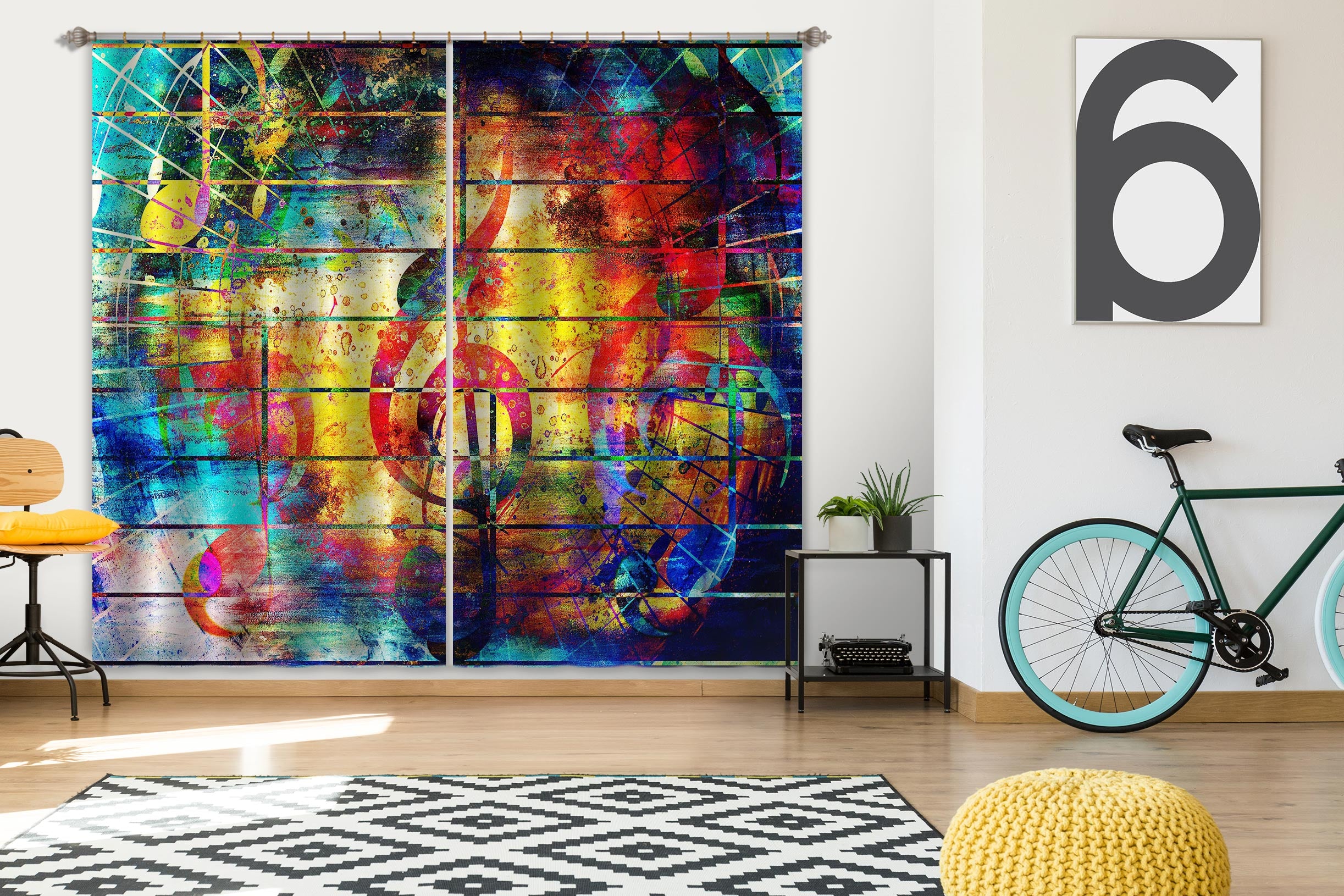 3D Musical Note 040 Curtains Drapes