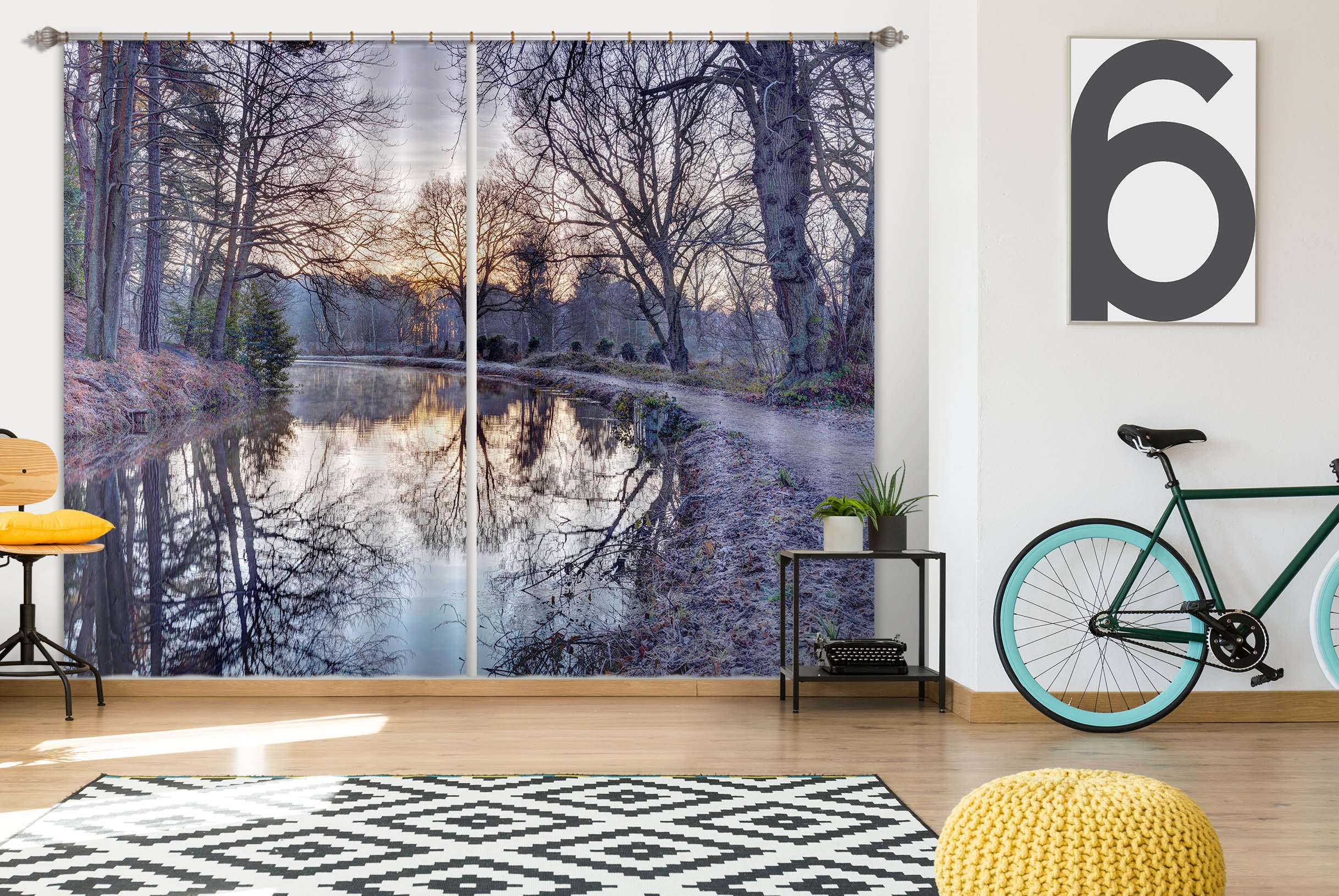 3D Forest River 232 Assaf Frank Curtain Curtains Drapes