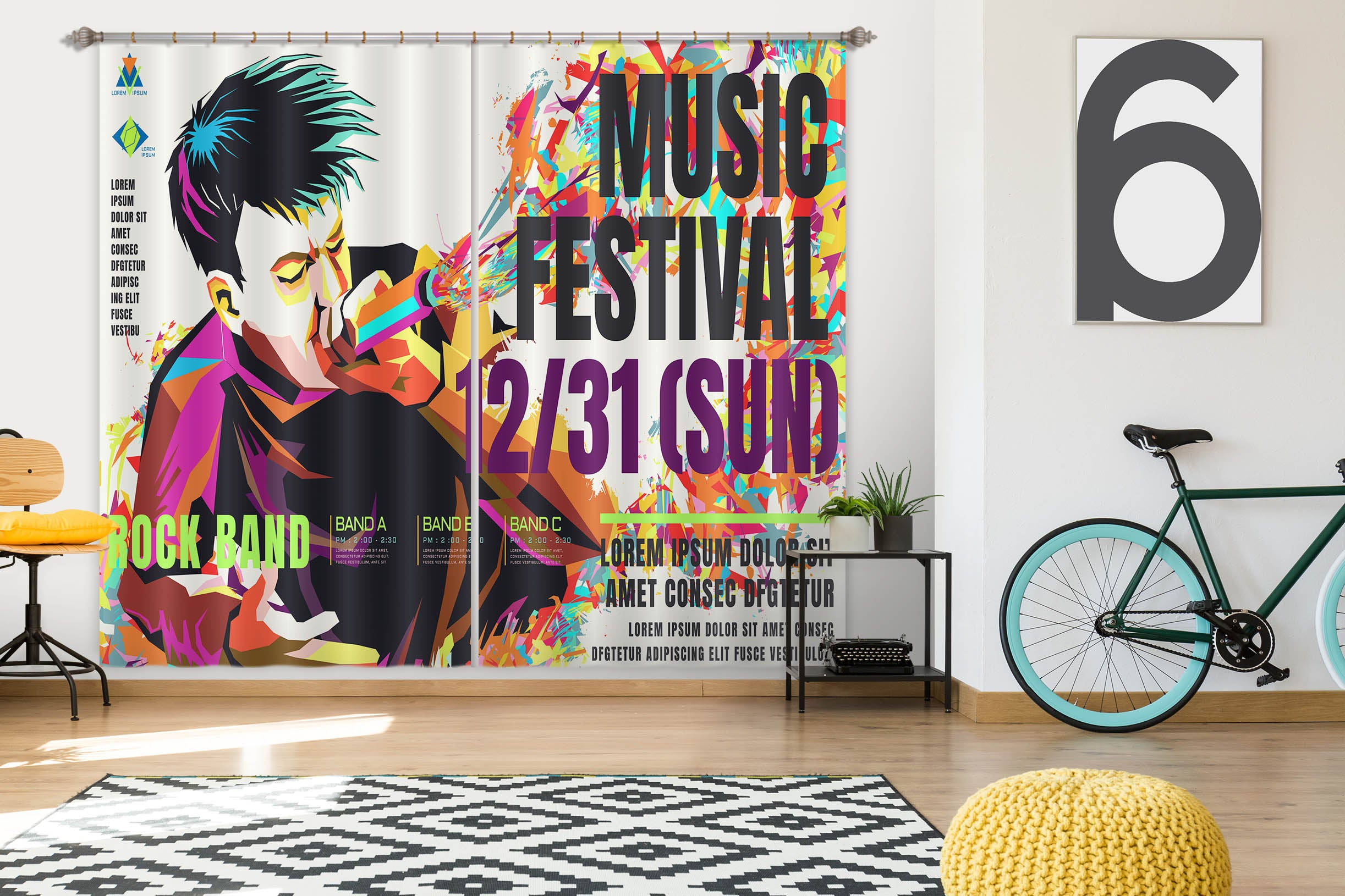 3D Singing Boy 782 Curtains Drapes