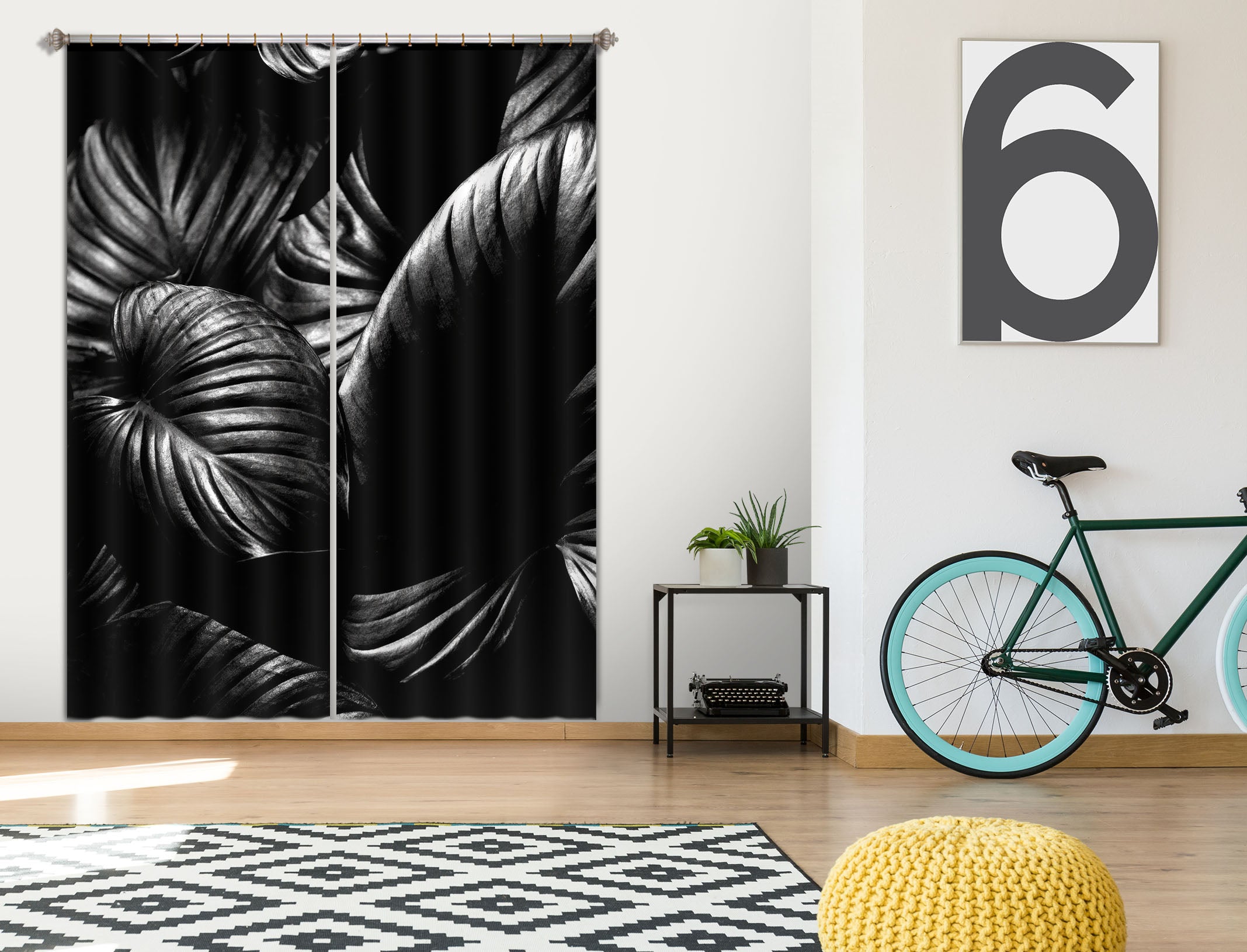 3D Gloomy Leaf 1141 Boris Draschoff Curtain Curtains Drapes