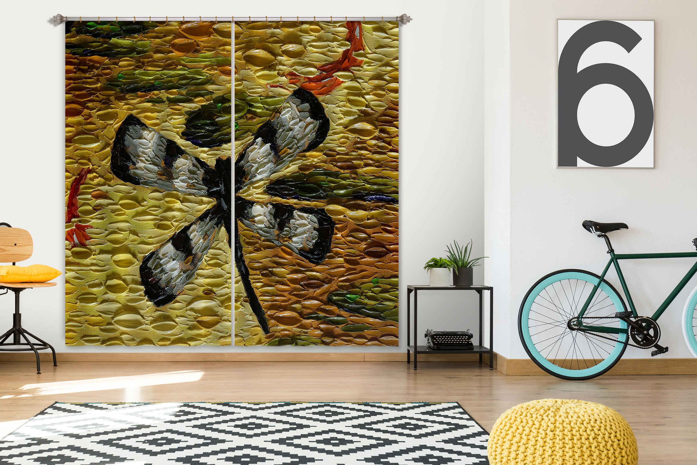 3D Butterfly Kite 046 Dena Tollefson Curtain Curtains Drapes