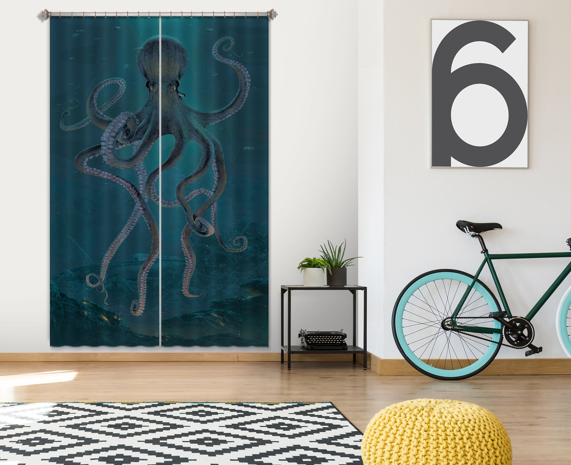 3D Giant Octopus 039 Vincent Hie Curtain Curtains Drapes