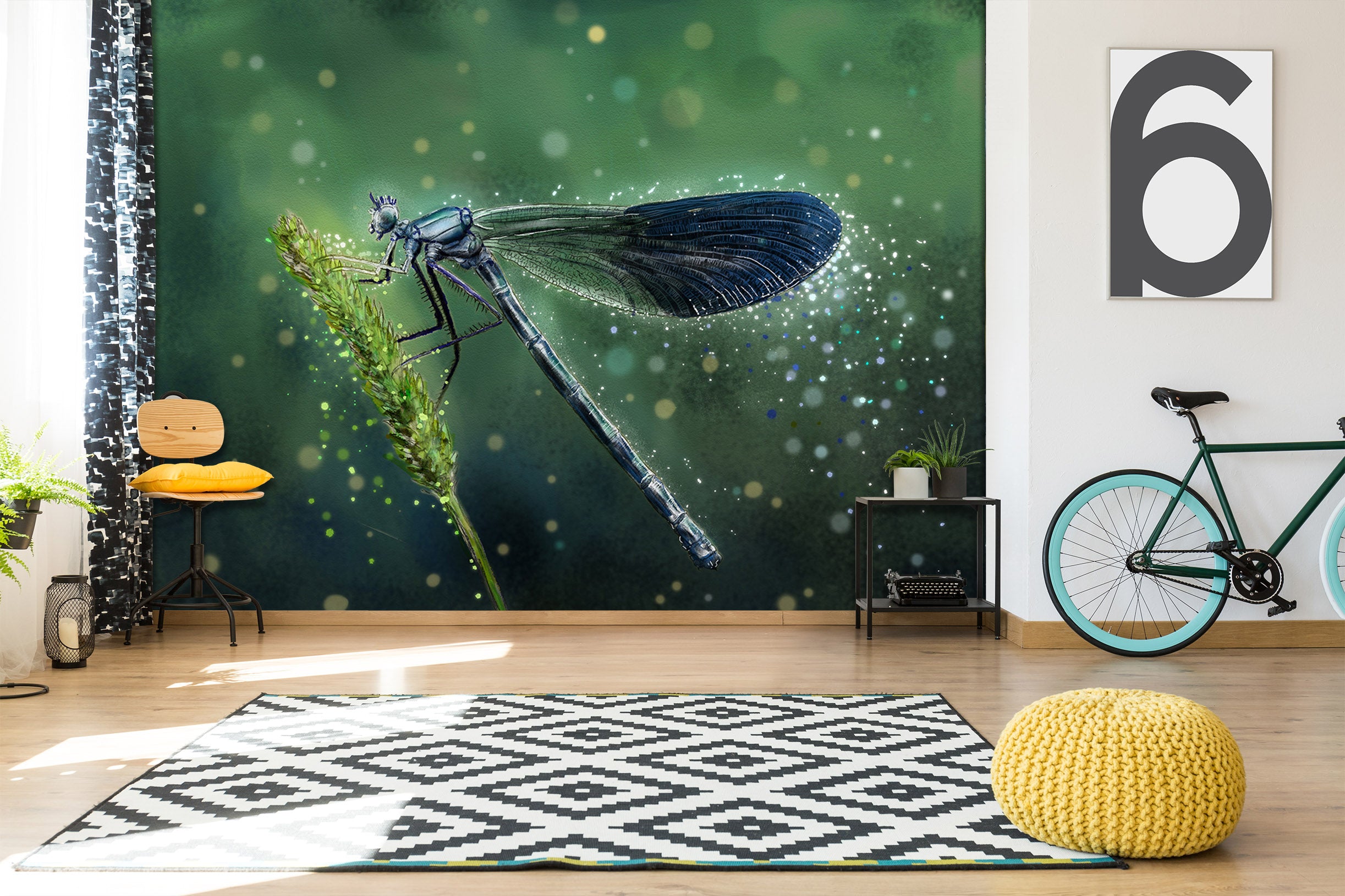 3D Blue Dragonfly 332 Wall Murals