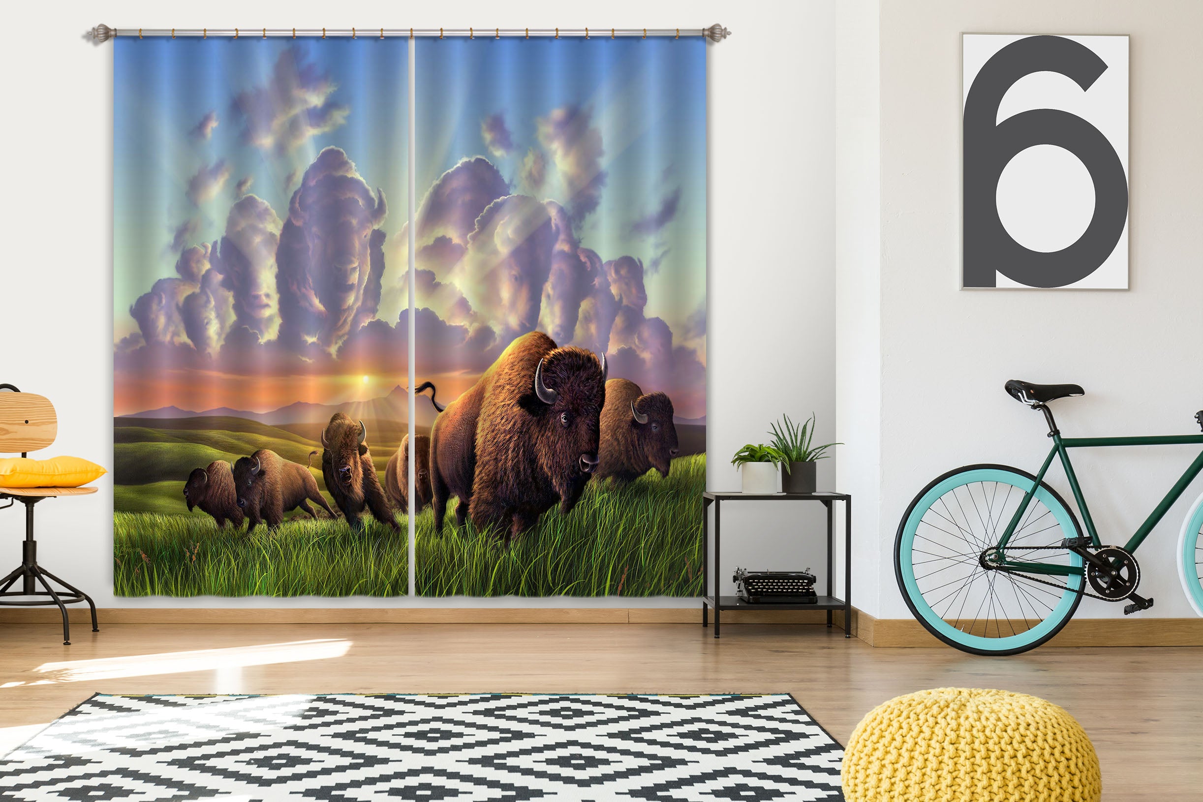 3D Stampede 047 Jerry LoFaro Curtain Curtains Drapes