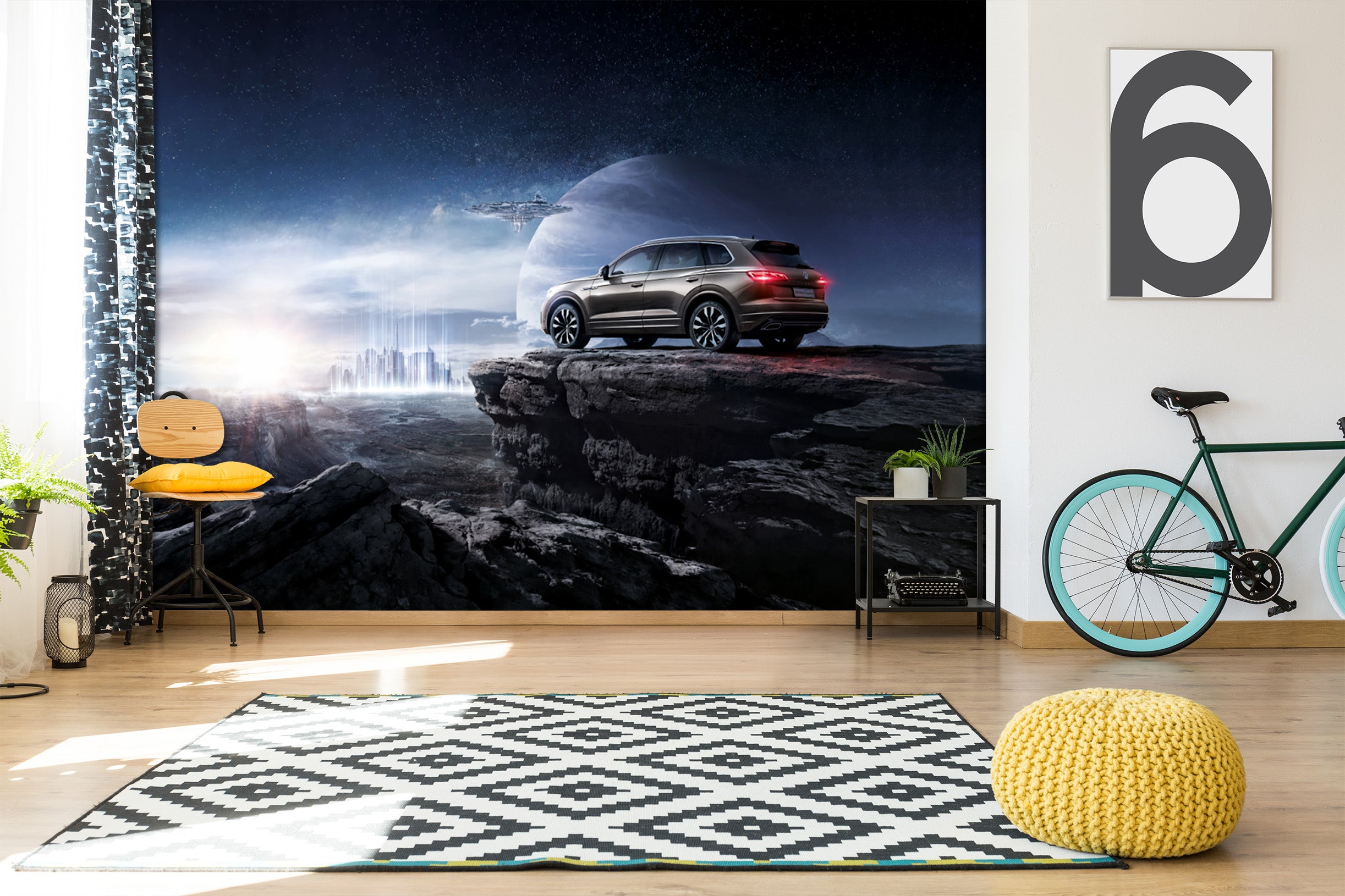 3D Spaceship Car 023 Vehicle Wall Murals