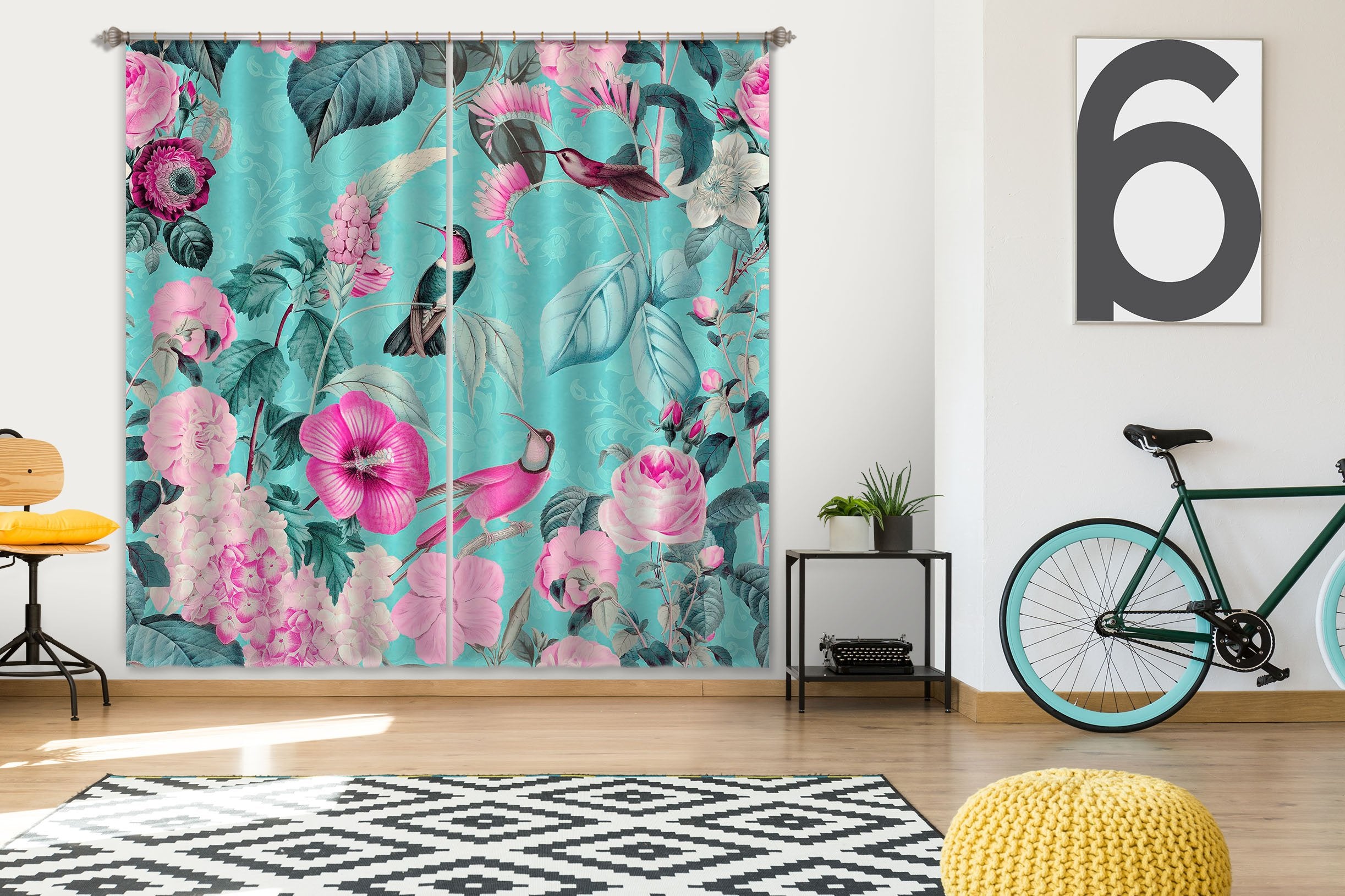 3D Bird And Flower Forest 063 Andrea haase Curtain Curtains Drapes Wallpaper AJ Wallpaper 