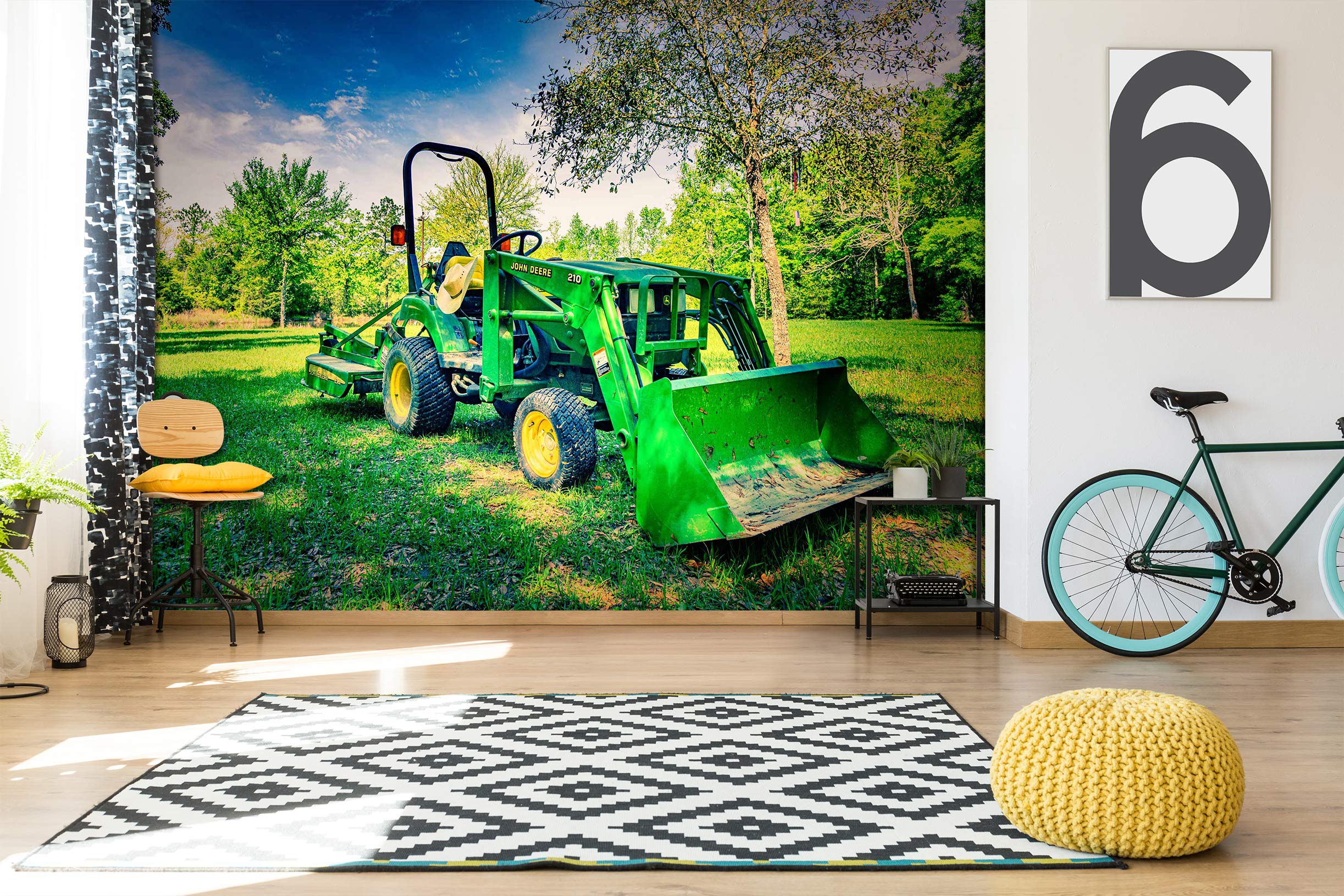 3D Green Lawn Tractor 5221 Beth Sheridan Wall Mural Wall Murals