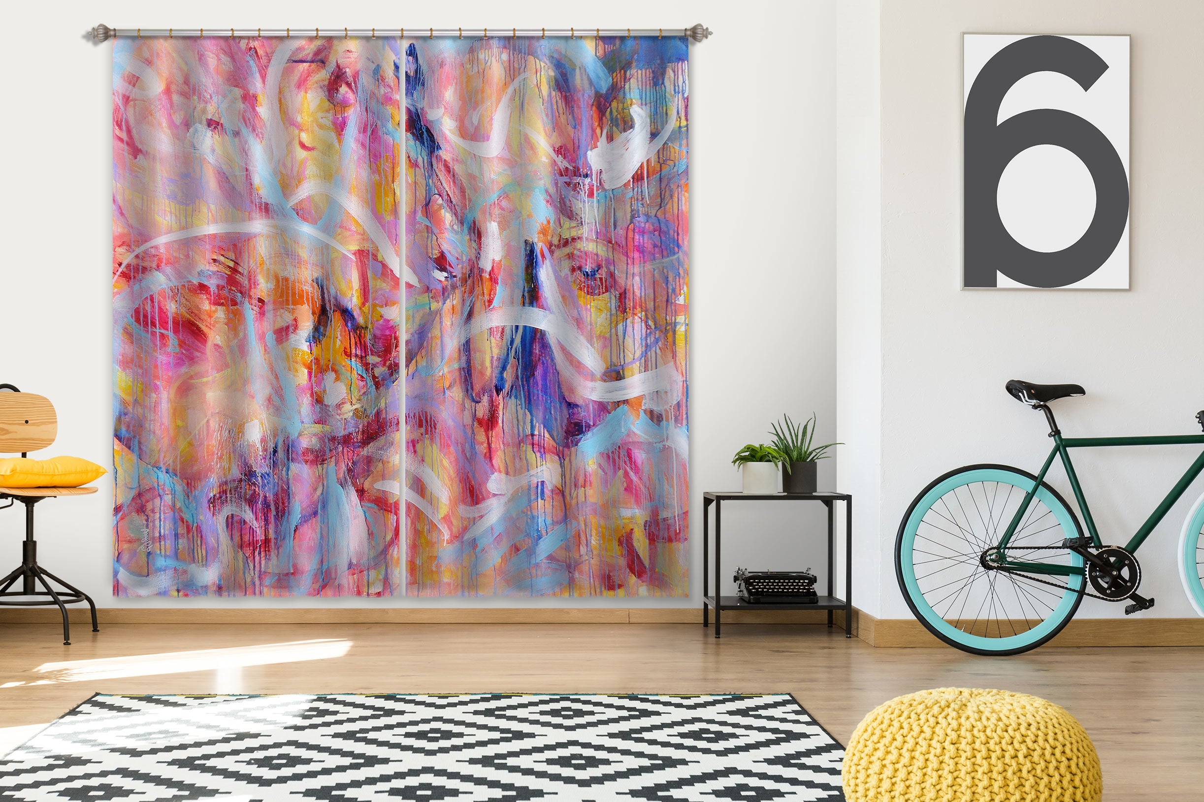 3D Colorful Graffiti 2411 Misako Chida Curtain Curtains Drapes