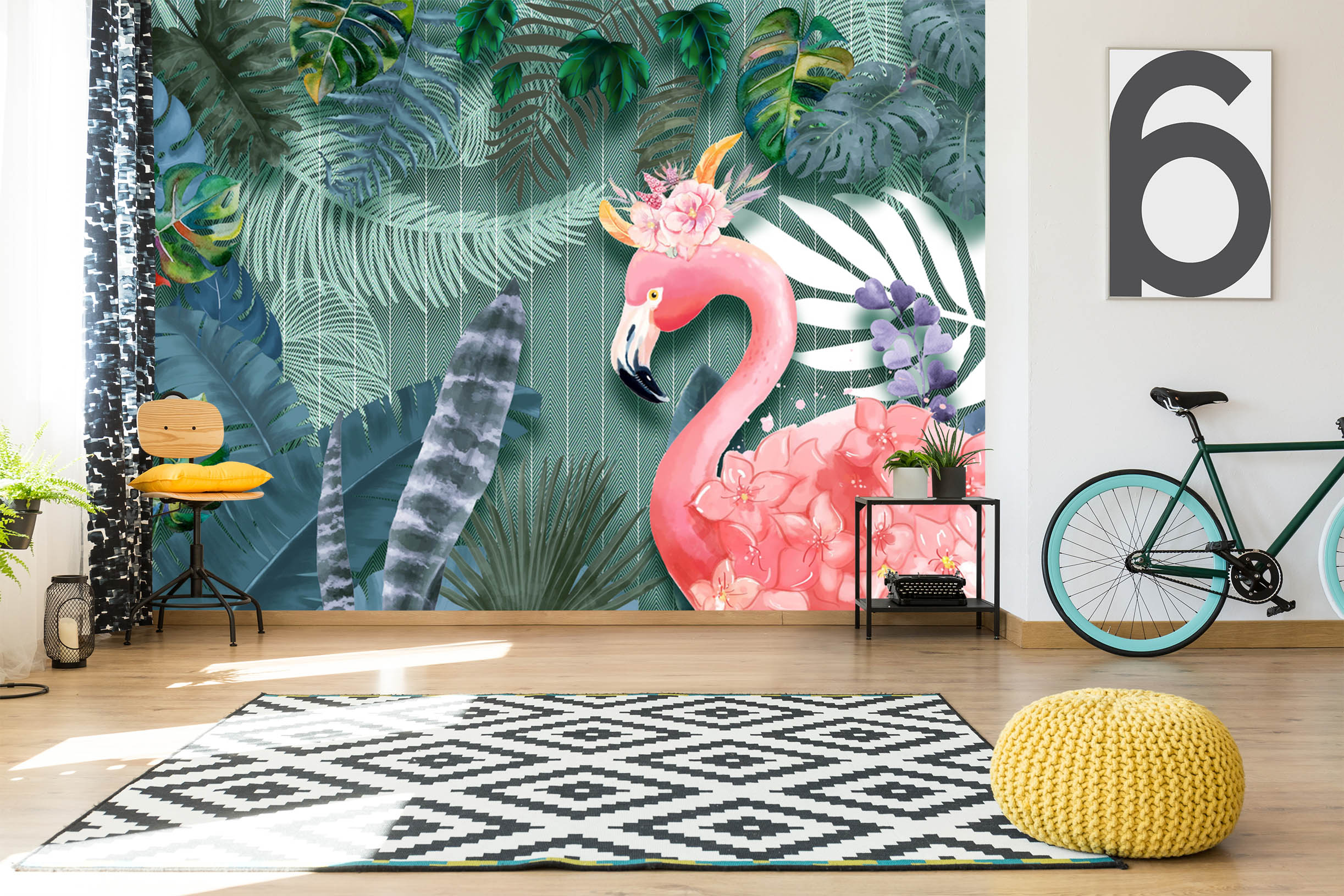 3D Flamingo Feathers 1551 Wall Murals