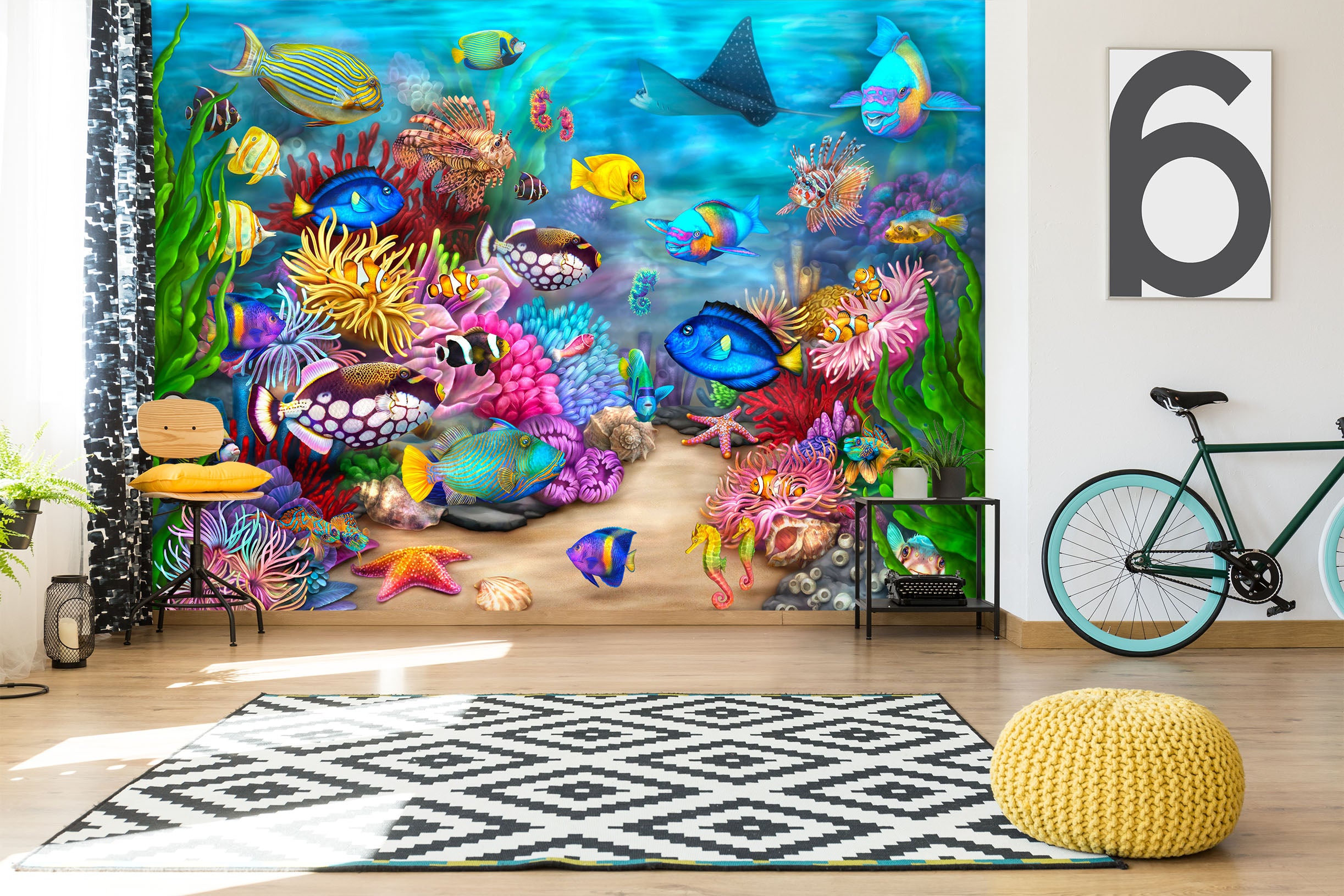 3D Colorful Fish Coral 8777 Brigid Ashwood Wall Mural Wall Murals