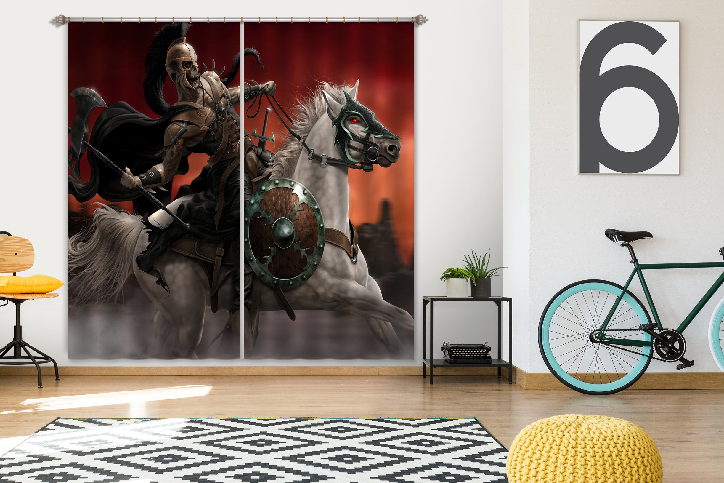3D Knight Horse 5084 Tom Wood Curtain Curtains Drapes