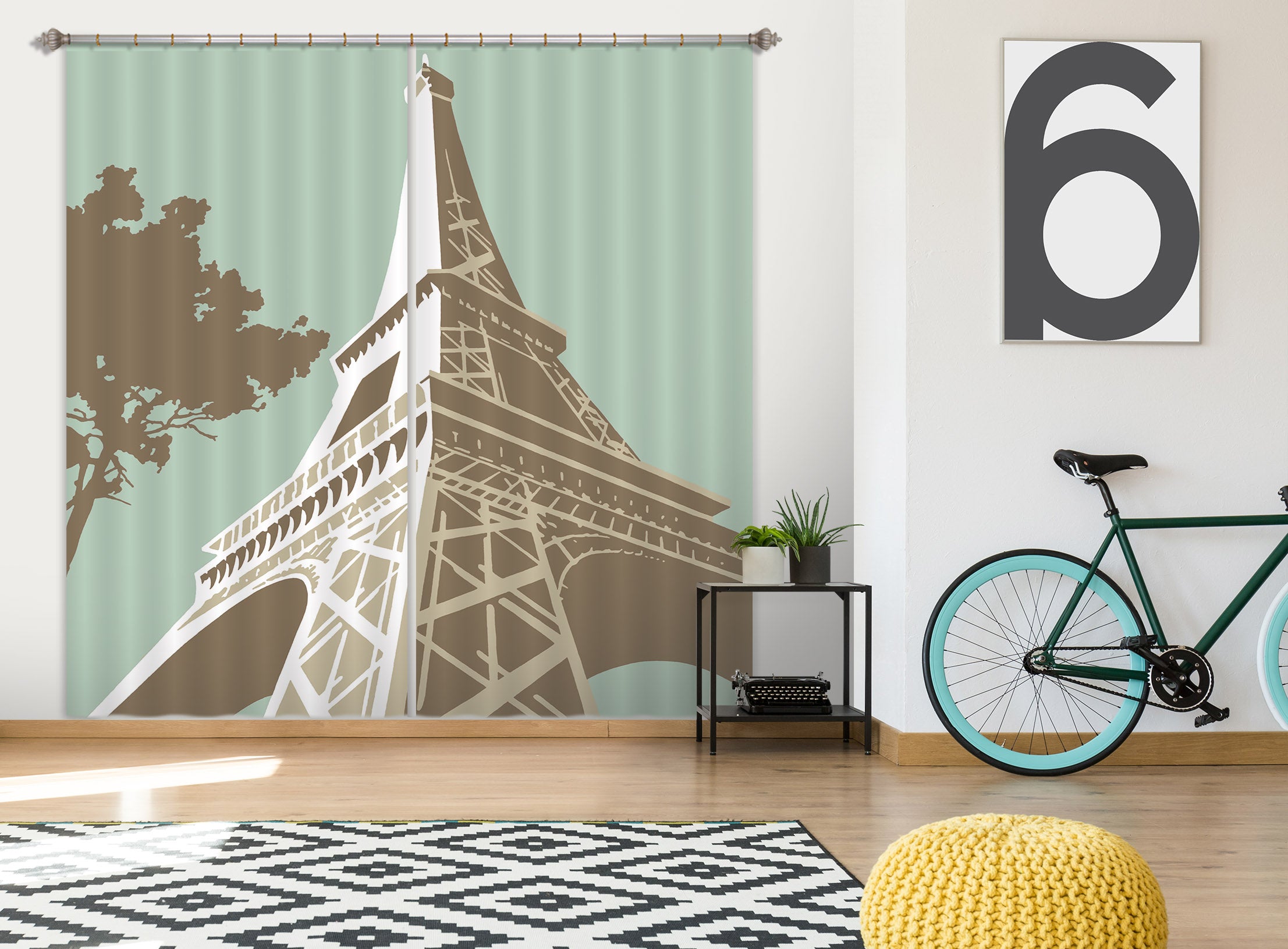 3D Eiffel Tower 114 Steve Read Curtain Curtains Drapes