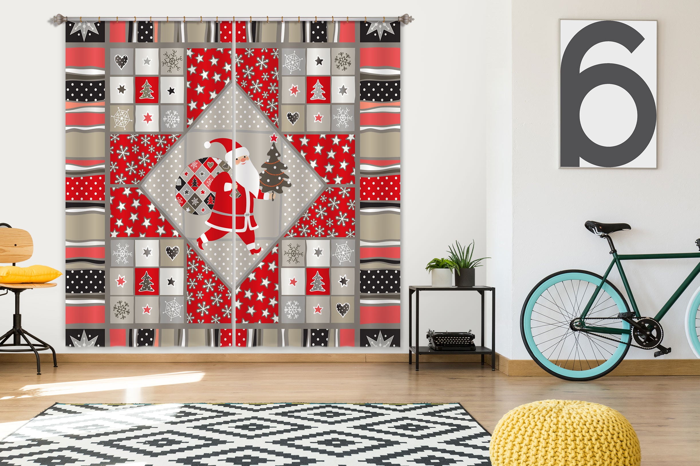 3D Santa Claus 53140 Christmas Curtains Drapes Xmas