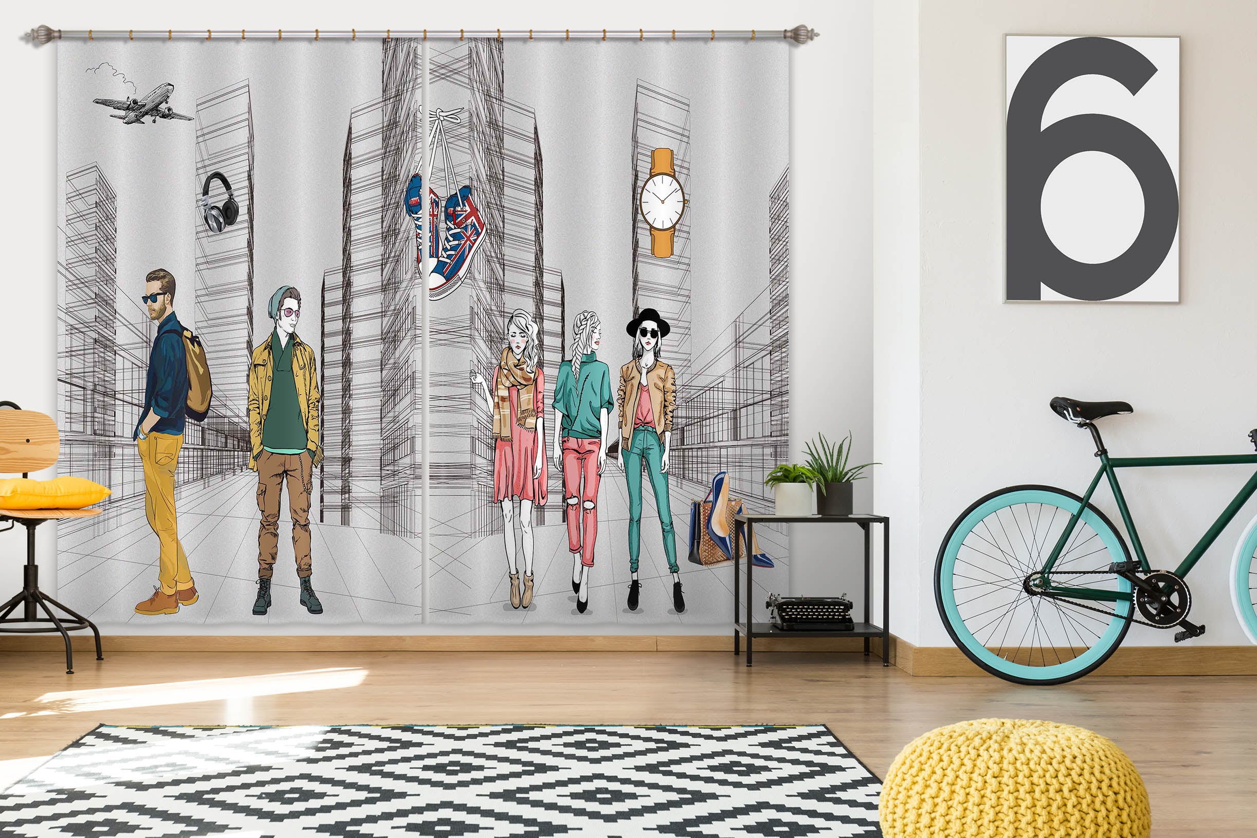 3D Fashion Youth 781 Curtains Drapes