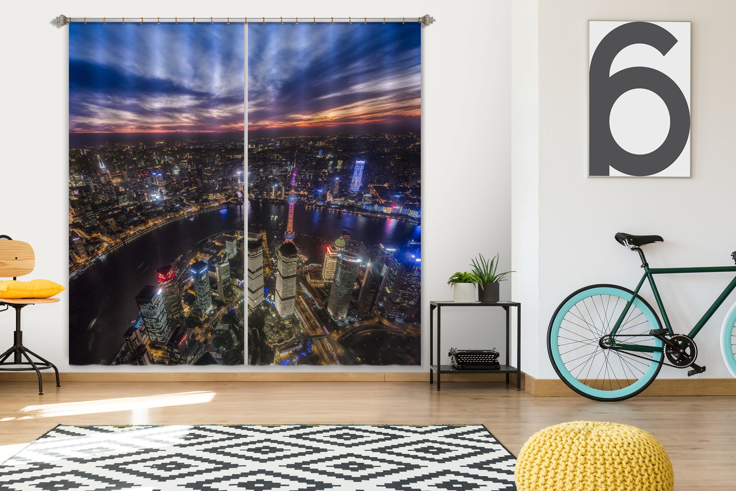 3D Night City 156 Marco Carmassi Curtain Curtains Drapes