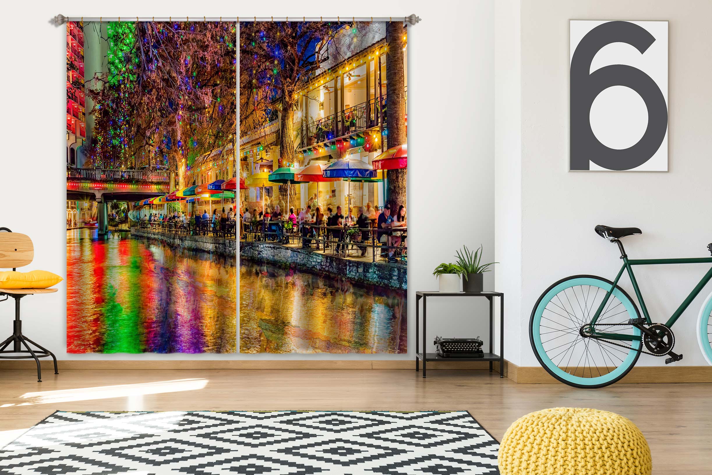 3D Colorful Lights Night 5348 Beth Sheridan Curtain Curtains Drapes