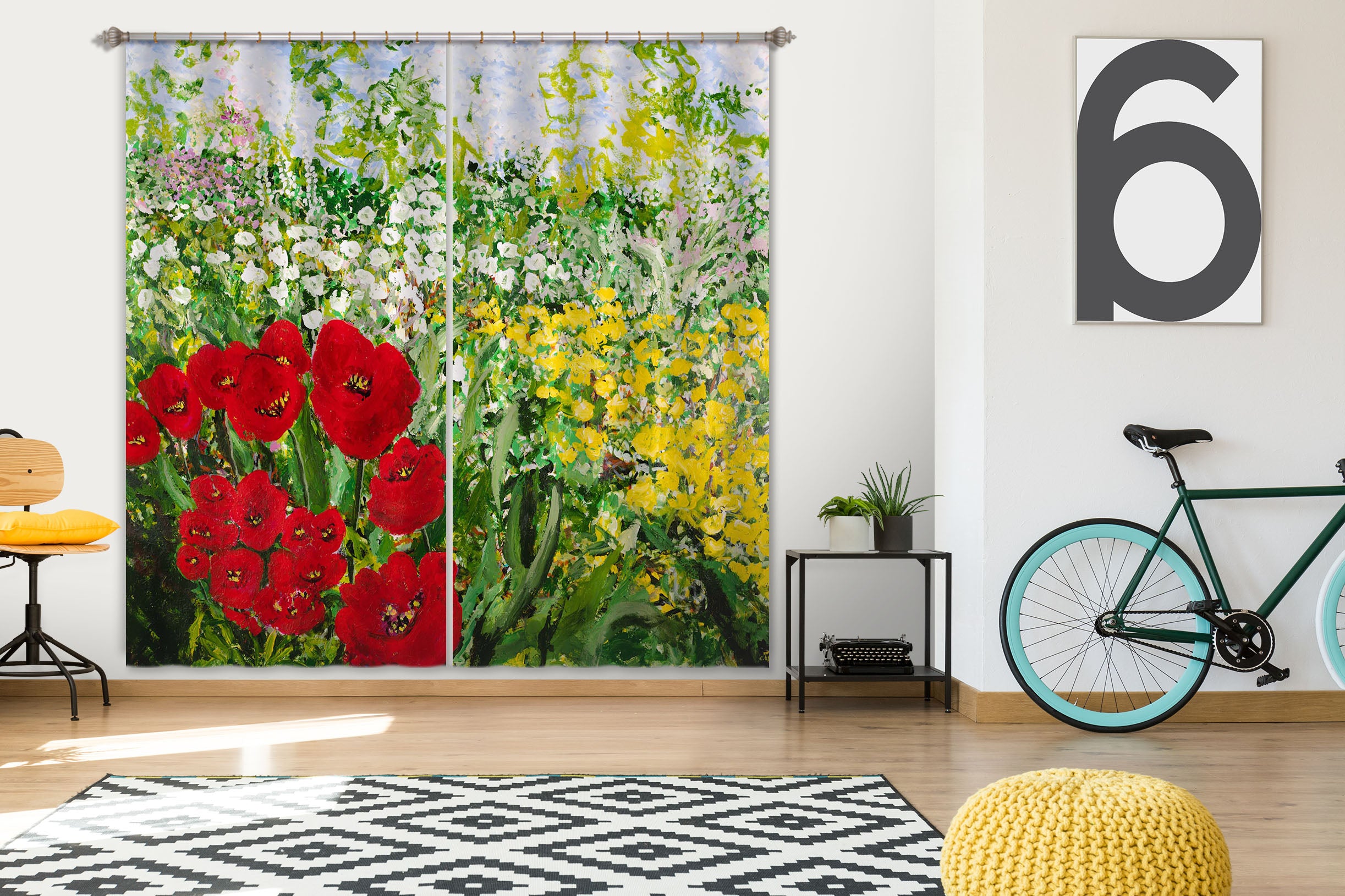 3D Spring Flowers 298 Allan P. Friedlander Curtain Curtains Drapes