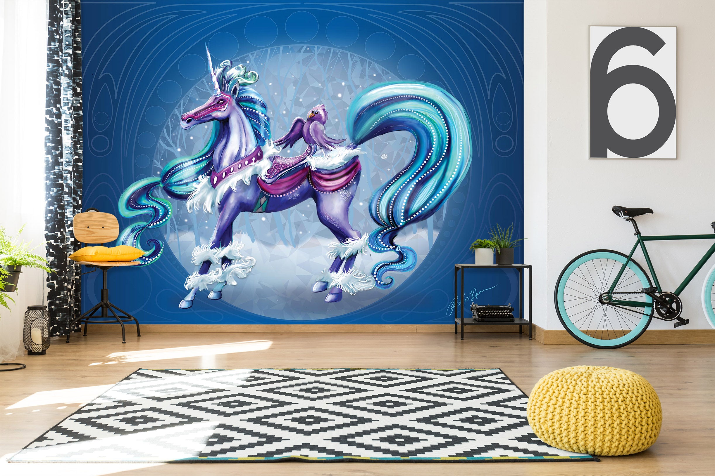 3D Cloud Unicorn 107 Rose Catherine Khan Wall Mural Wall Murals