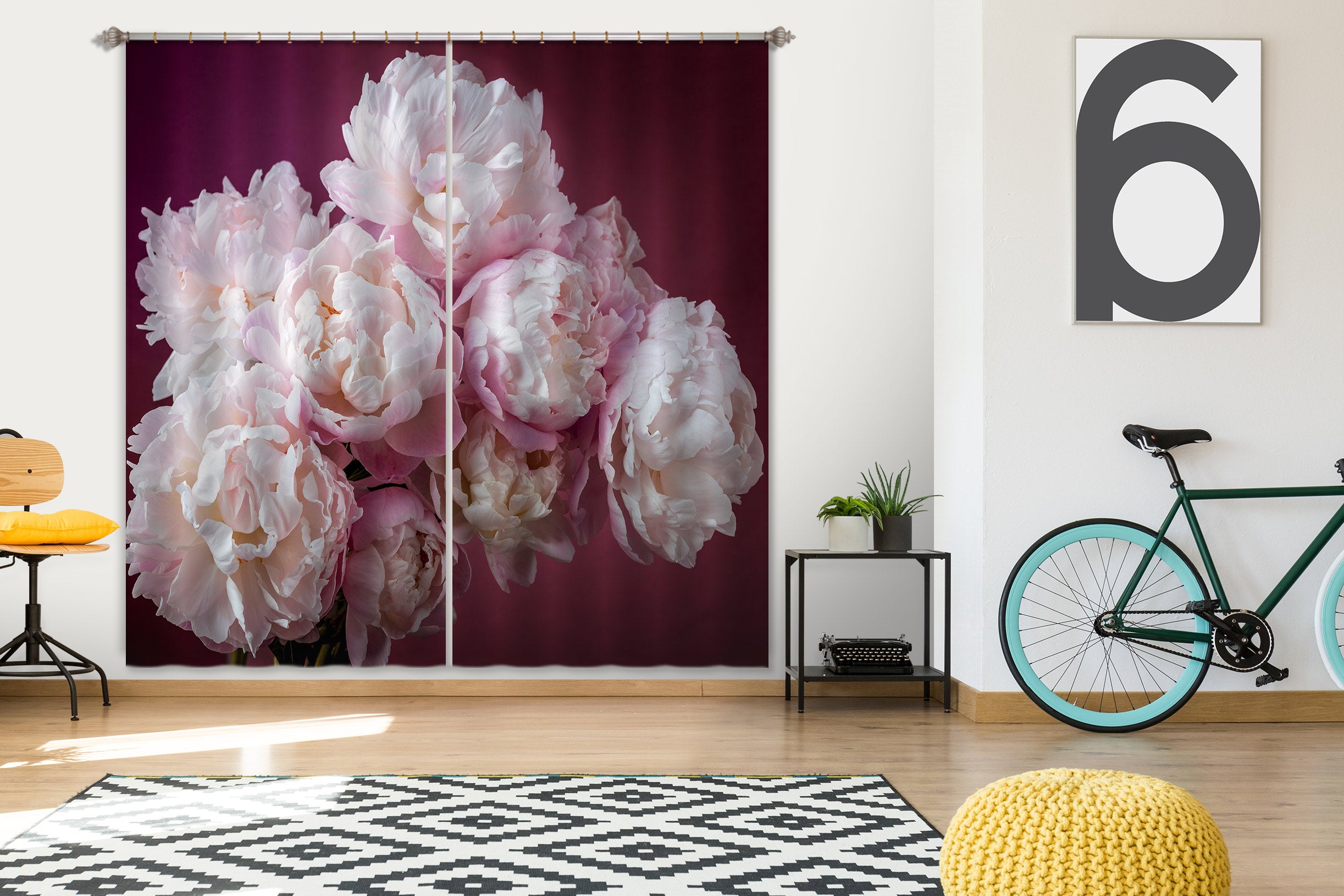 3D Pink Flower 6523 Assaf Frank Curtain Curtains Drapes