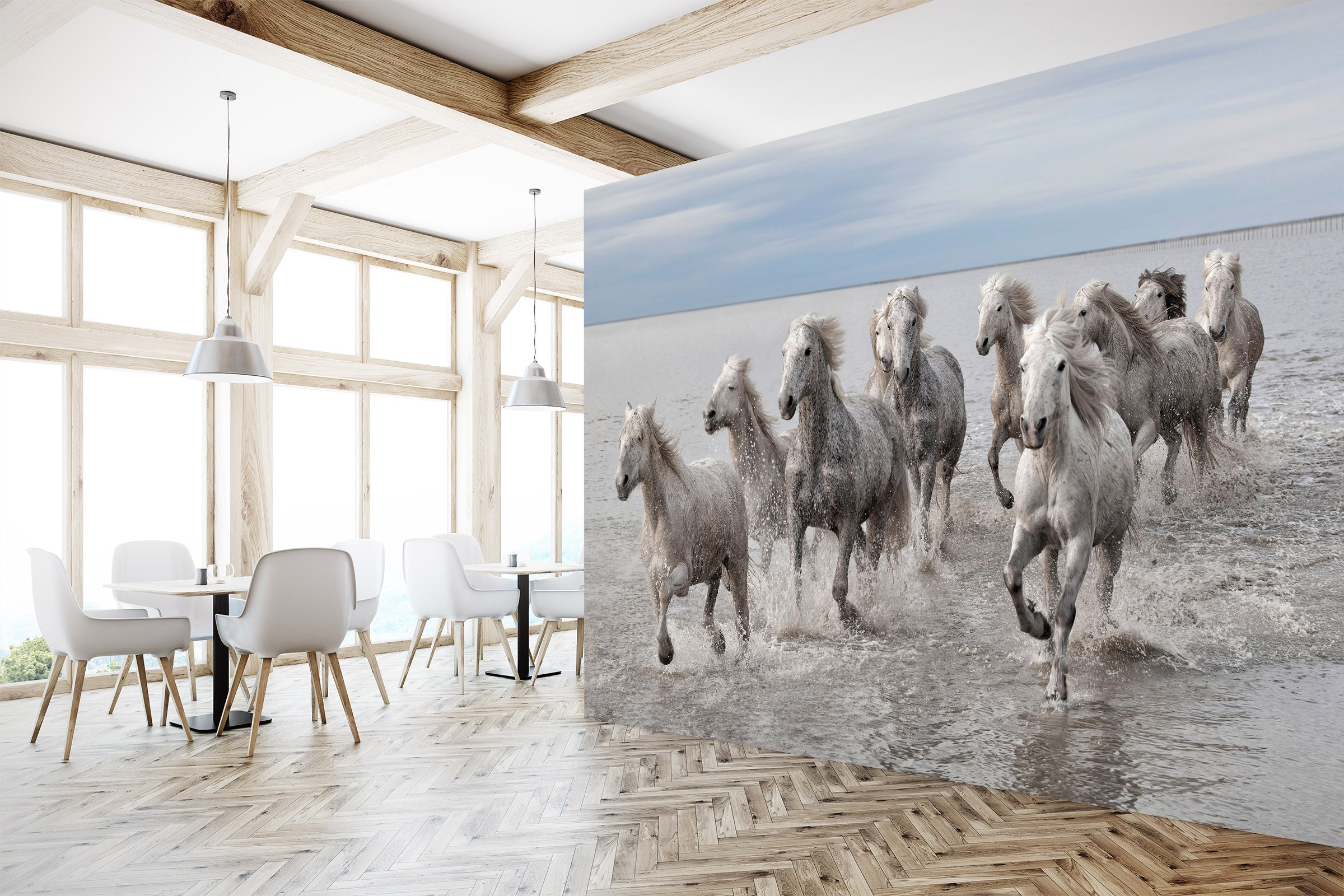 3D White Horse Gallop 1426 Marco Carmassi Wall Mural Wall Murals