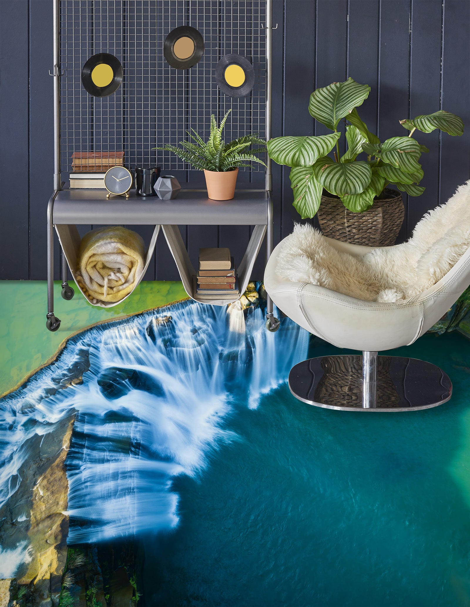 3D Light Blue Waterfall 117 Floor Mural  Wallpaper Murals Rug & Mat Print Epoxy waterproof bath floor