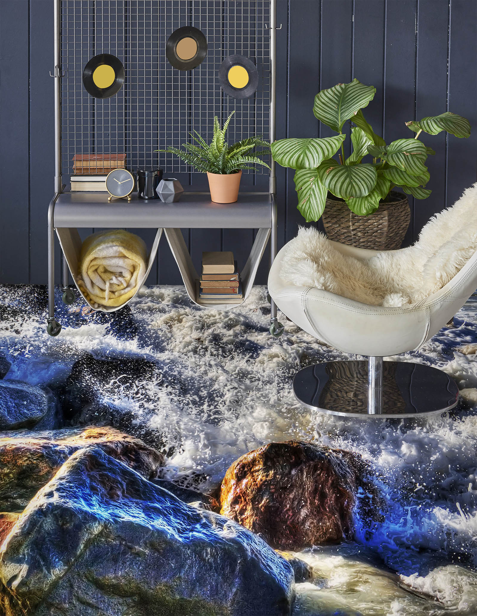 3D Shiny Blue Sea Stones 1426 Floor Mural  Wallpaper Murals Self-Adhesive Removable Print Epoxy