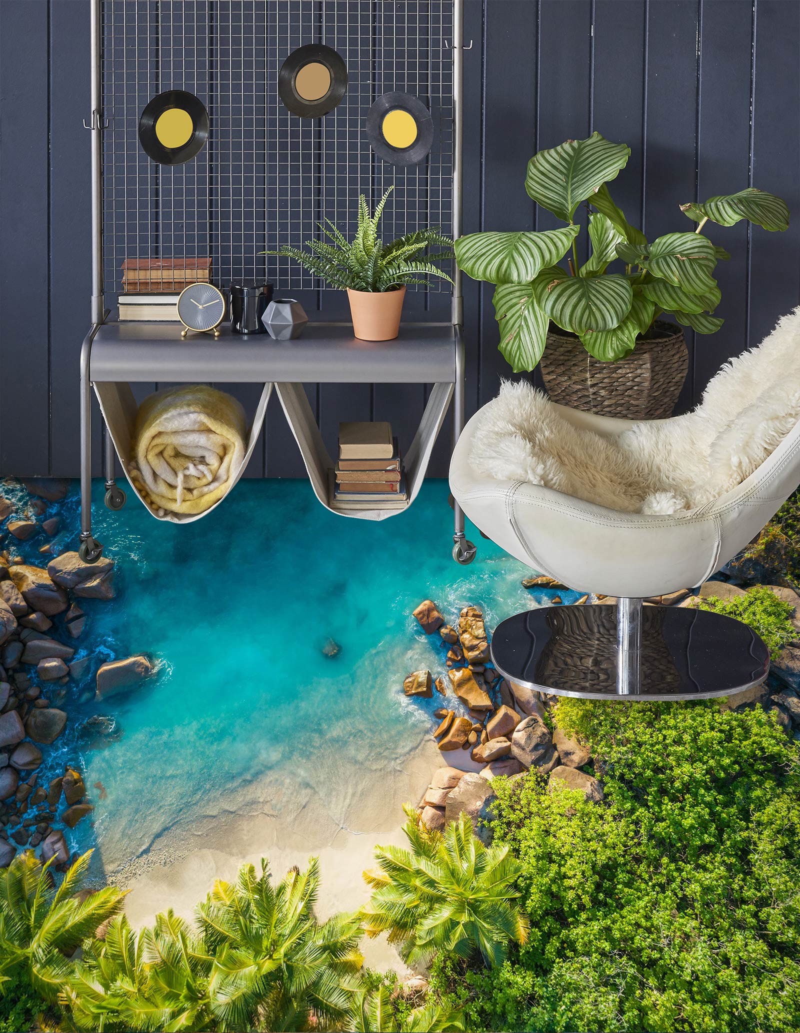 3D Blue Sea And Green Plants 156 Floor Mural  Wallpaper Murals Rug & Mat Print Epoxy waterproof bath floor