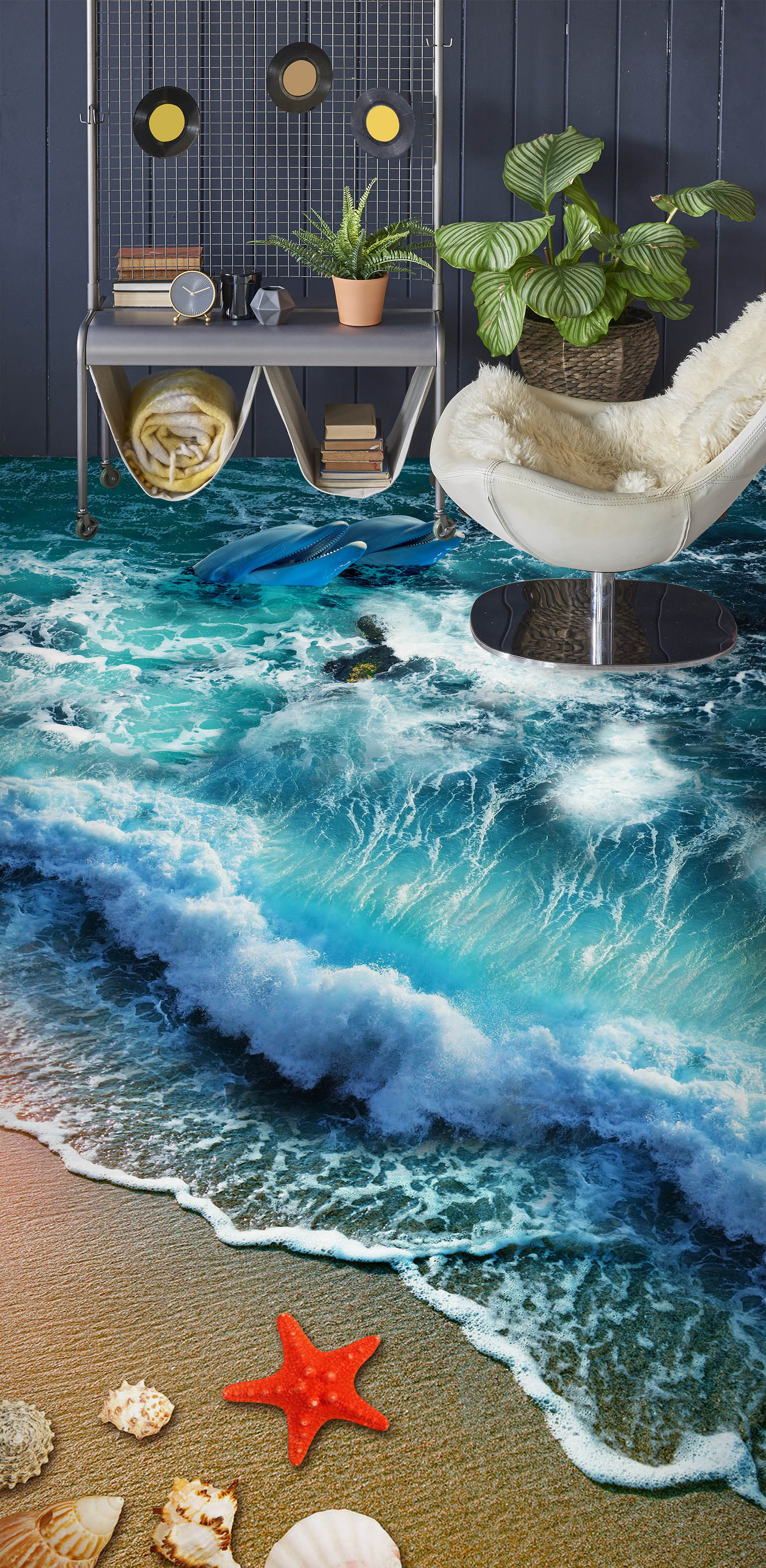 3D Three Red Starfish 297 Floor Mural  Wallpaper Murals Rug & Mat Print Epoxy waterproof bath floor