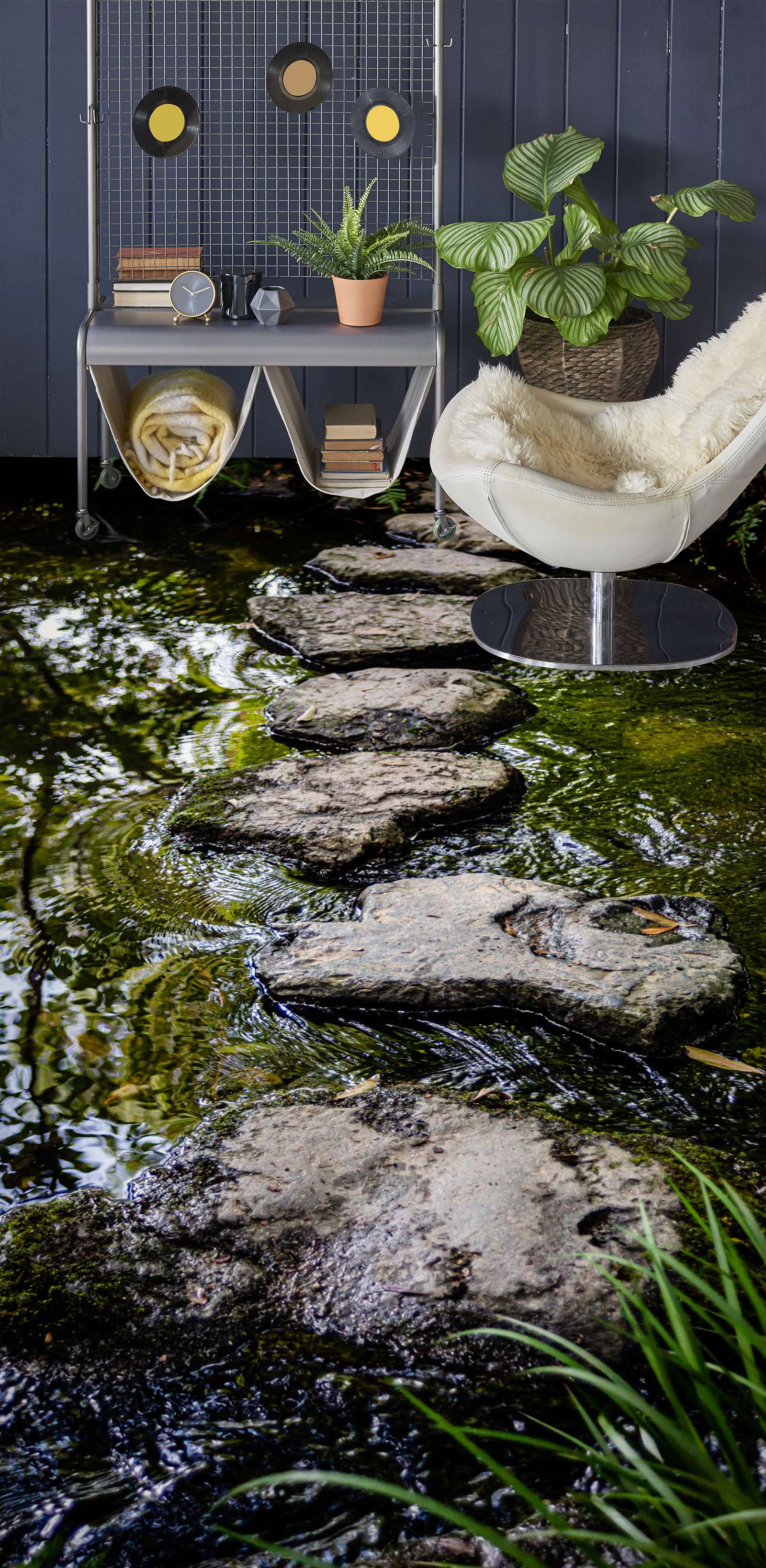 3D Black Stone Road 1104 Floor Mural  Wallpaper Murals Self-Adhesive Removable Print Epoxy