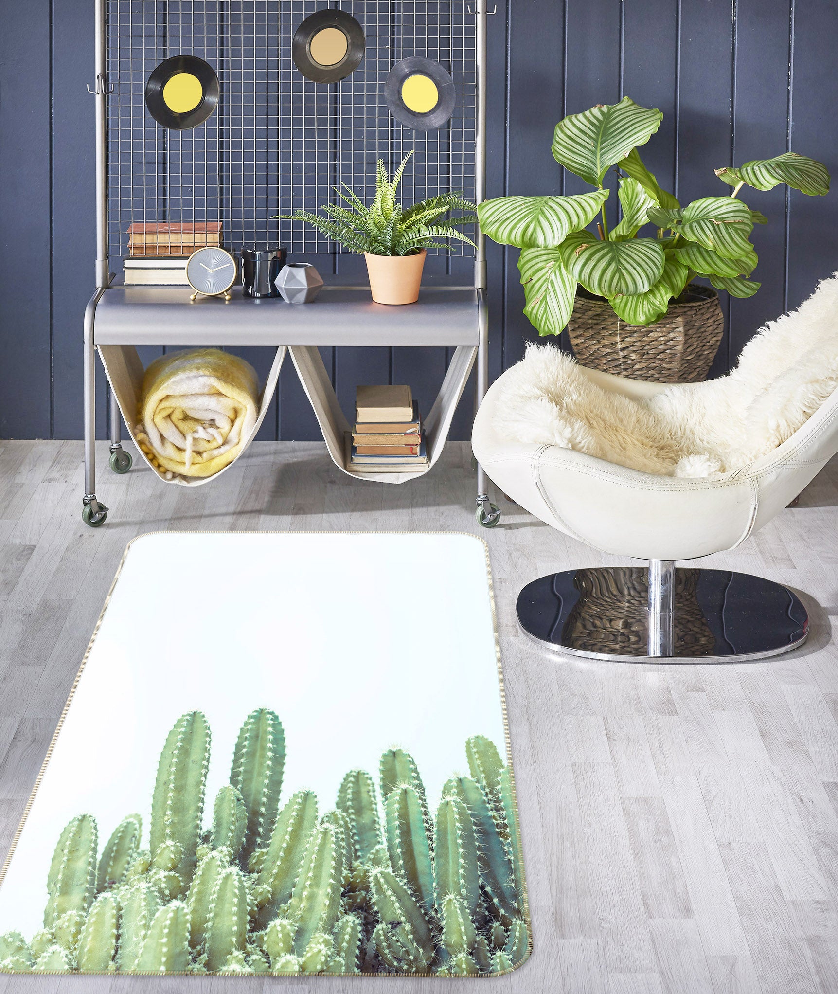 3D Green Cactus 1026 Assaf Frank Rug Non Slip Rug Mat