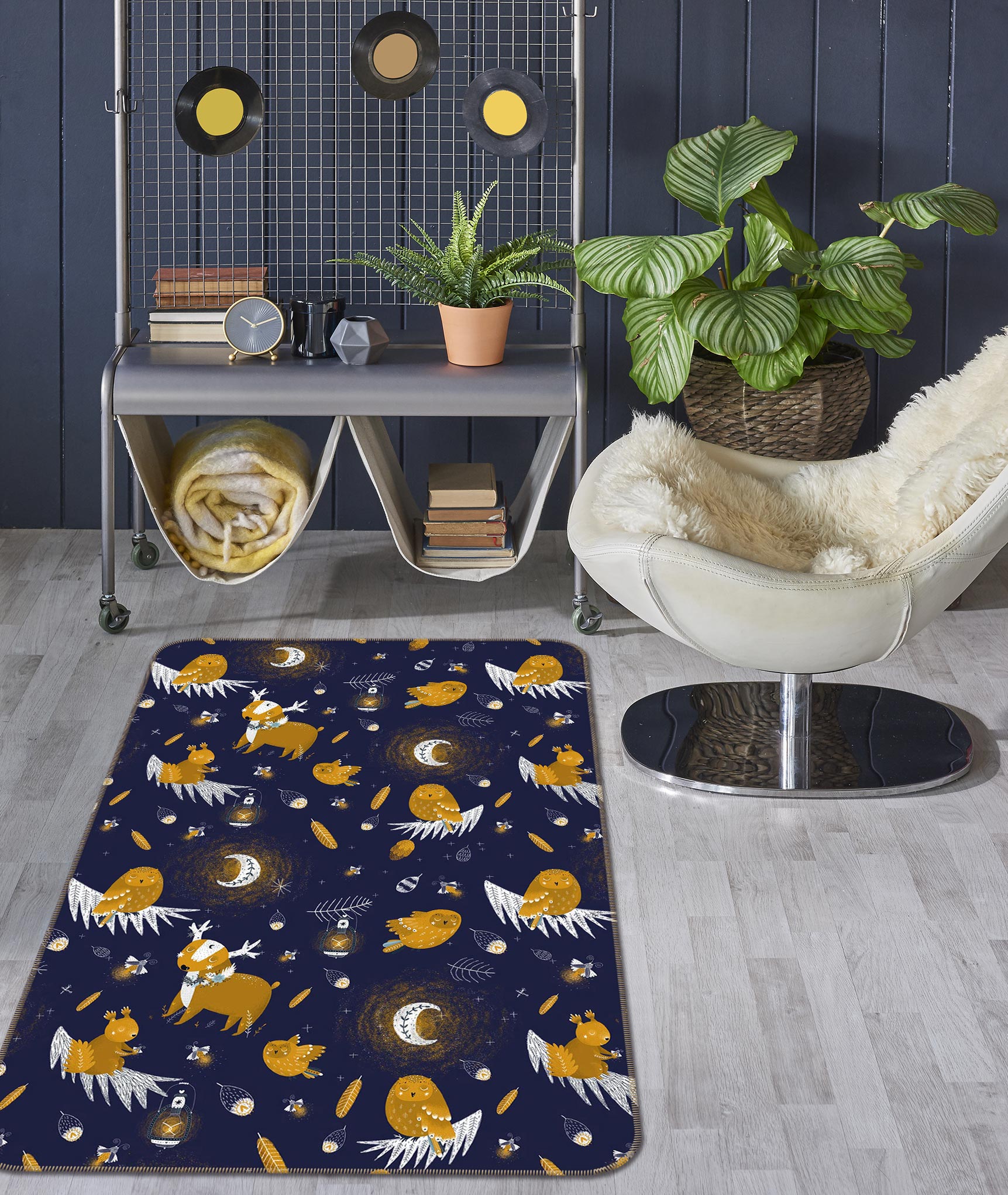 3D Reindeer Owl 130 Uta Naumann Rug Non Slip Rug Mat