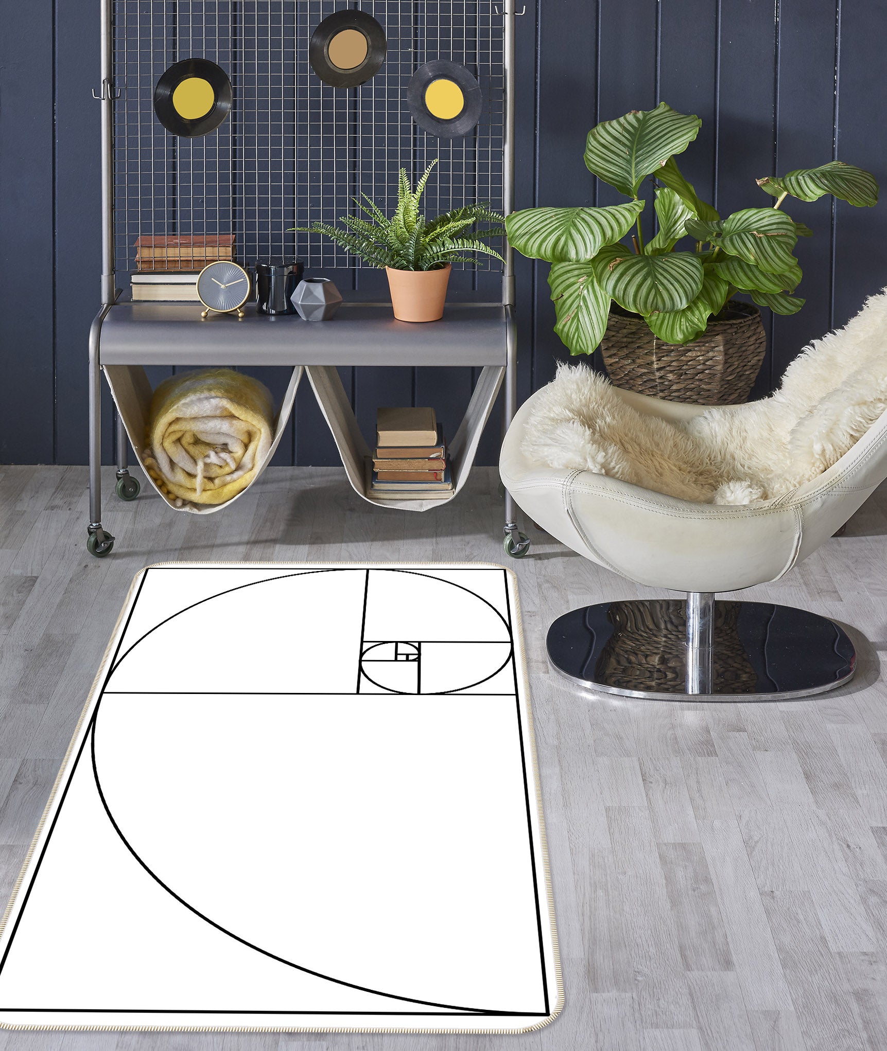 3D White Line 1101 Boris Draschoff Rug Non Slip Rug Mat