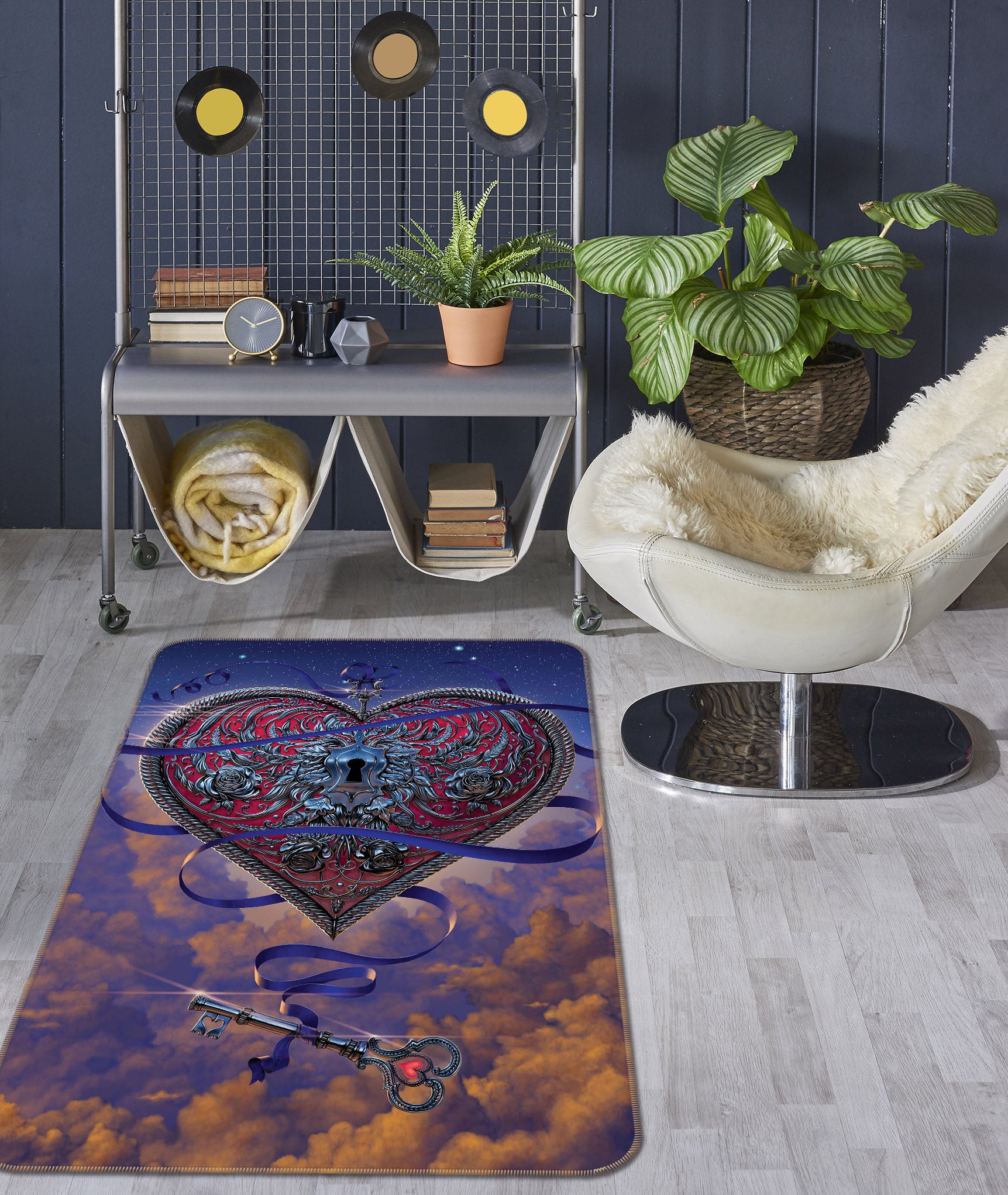 3D Heart And Key 1040 Vincent Hie Rug Non Slip Rug Mat