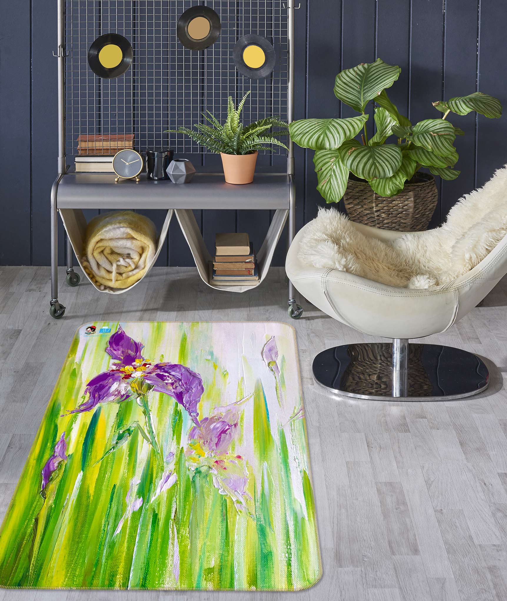 3D Purple Flower 1117 Skromova Marina Rug Non Slip Rug Mat