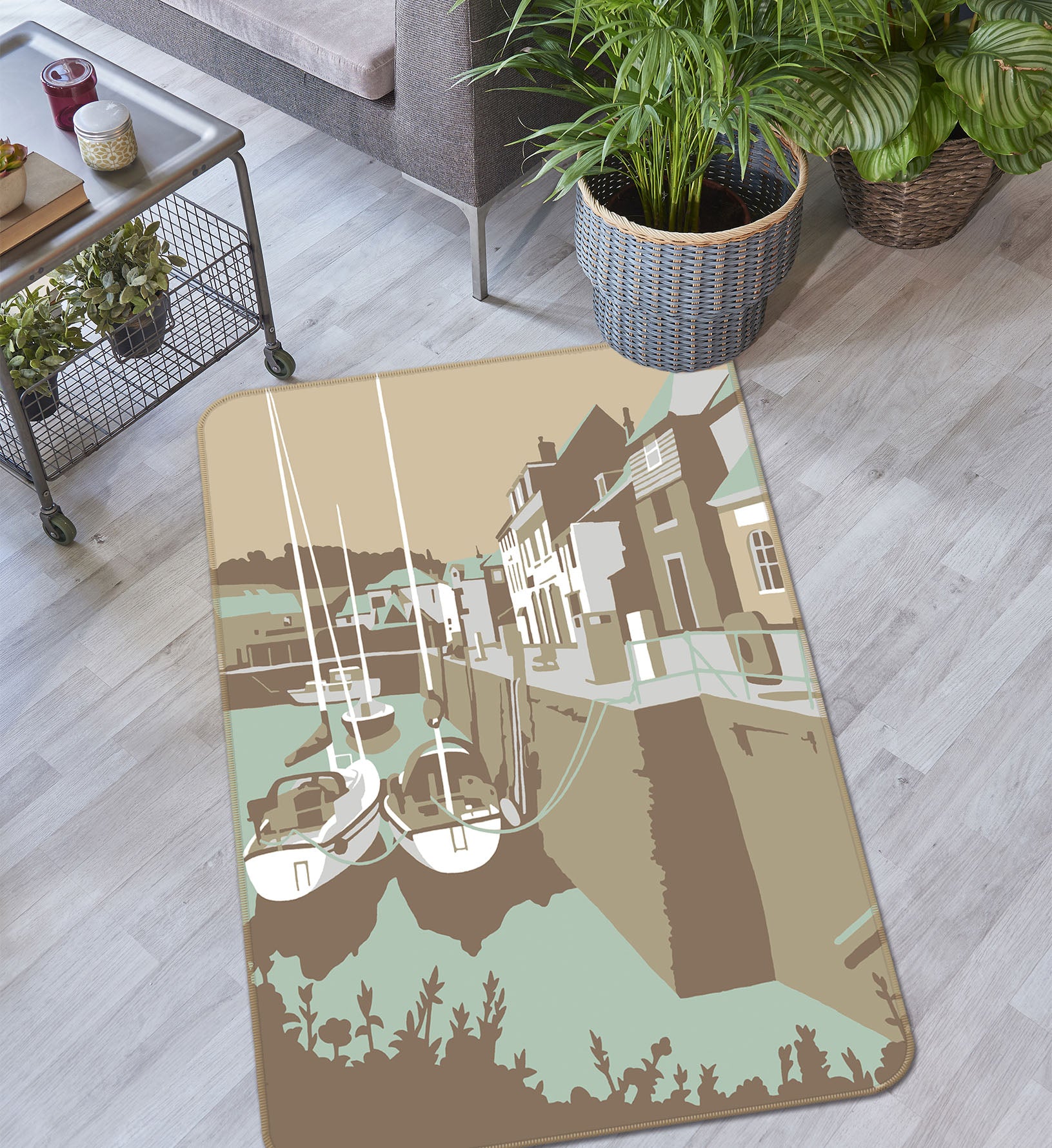 3D Padstow 1004 Steve Read Rug Non Slip Rug Mat